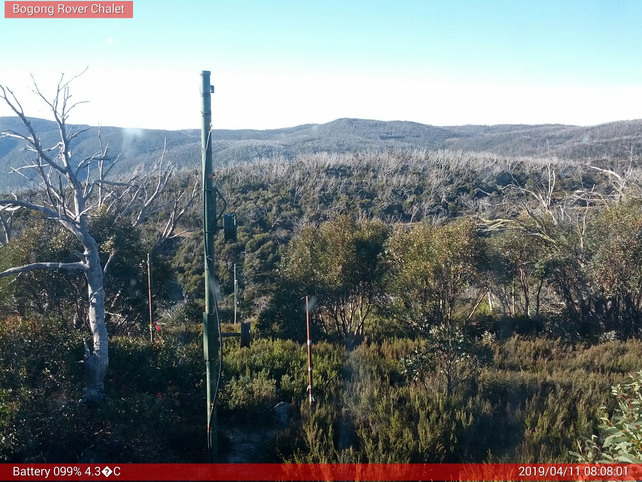 Bogong Web Cam 8:08am Thursday 11th of April 2019