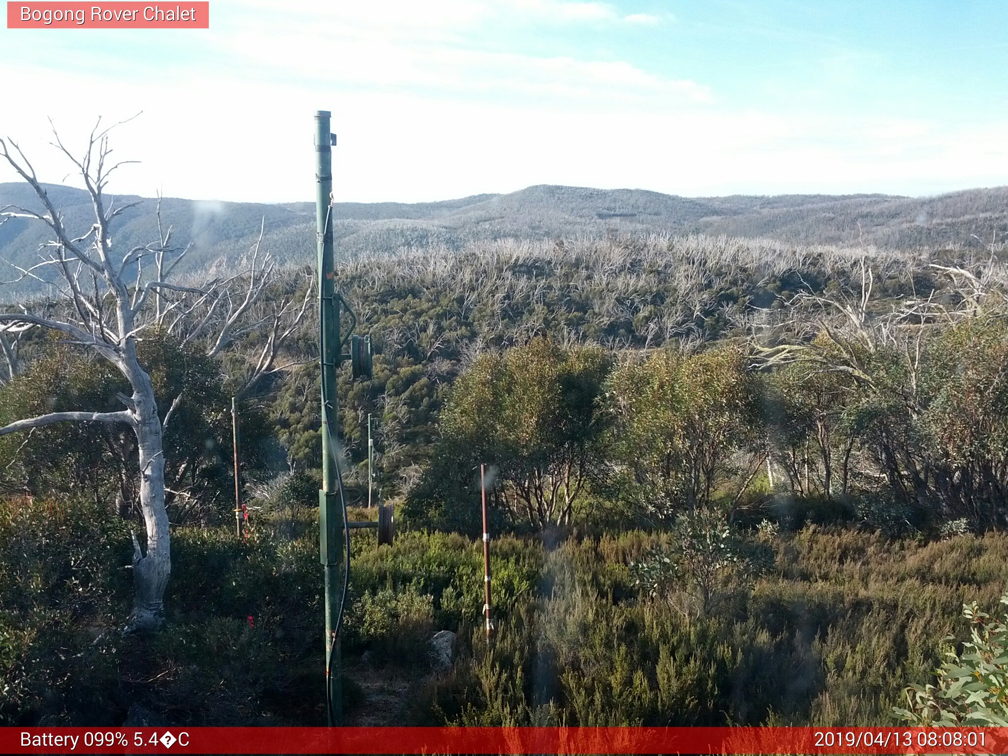 Bogong Web Cam 8:08am Saturday 13th of April 2019