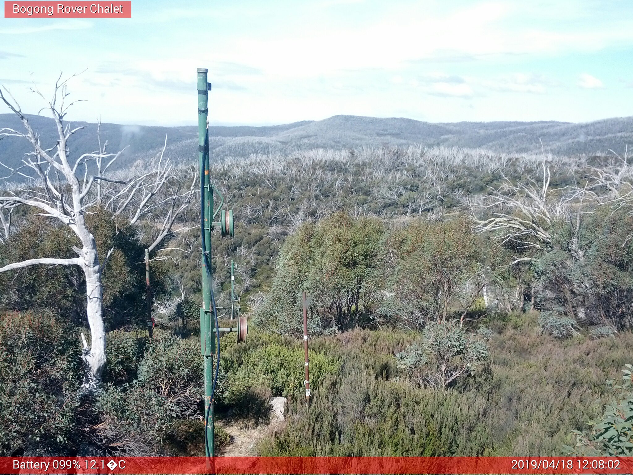 Bogong Web Cam 12:08pm Thursday 18th of April 2019