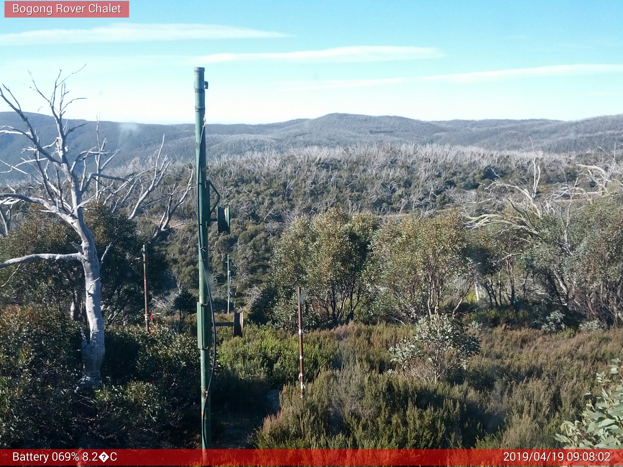 Bogong Web Cam 9:08am Friday 19th of April 2019