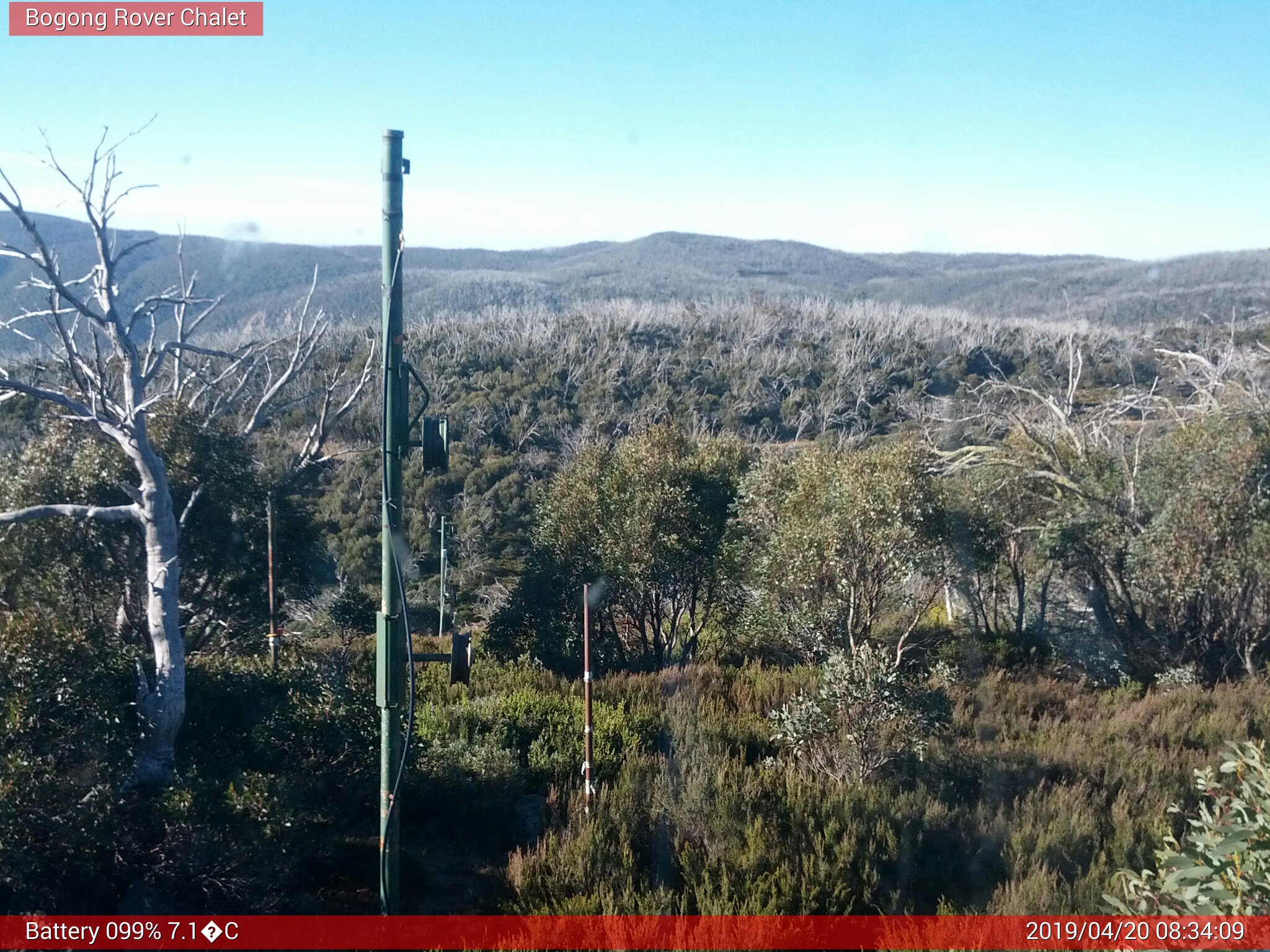 Bogong Web Cam 8:34am Saturday 20th of April 2019