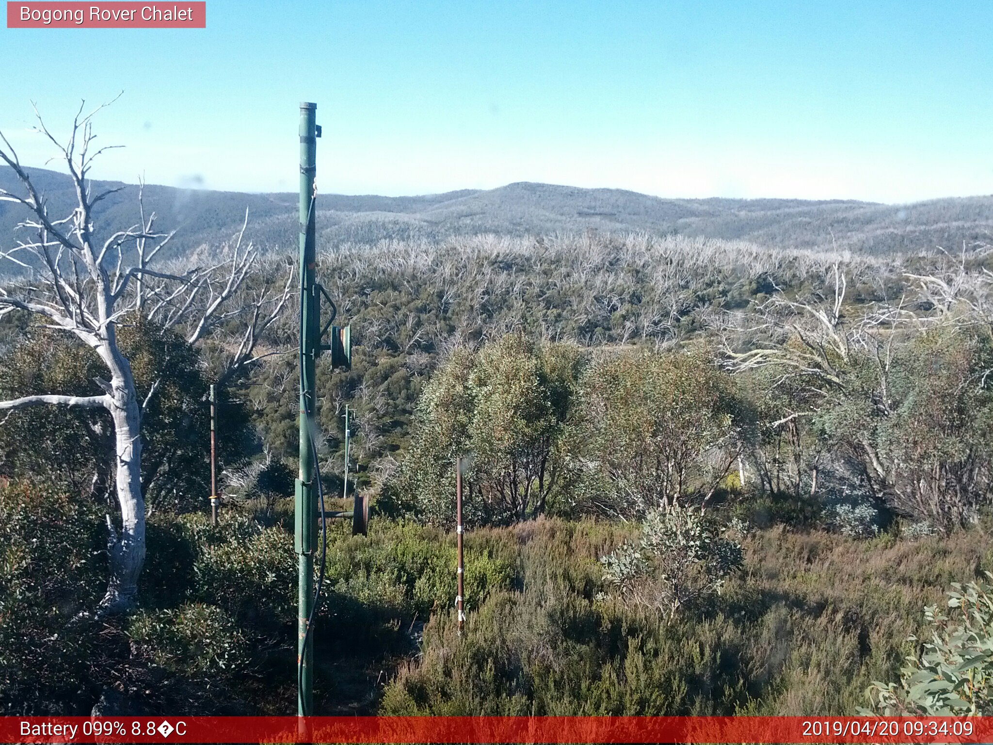 Bogong Web Cam 9:34am Saturday 20th of April 2019