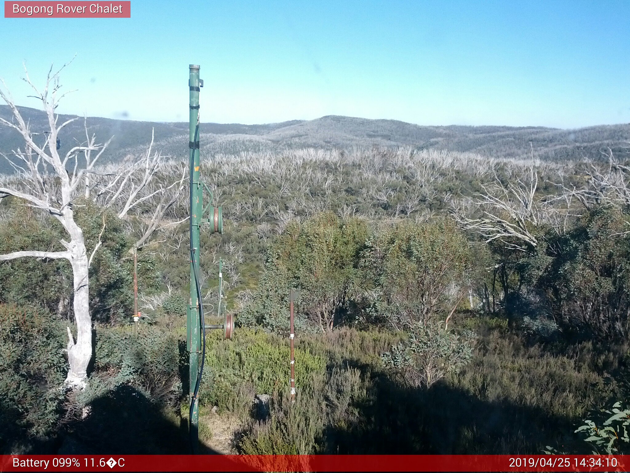 Bogong Web Cam 2:34pm Thursday 25th of April 2019