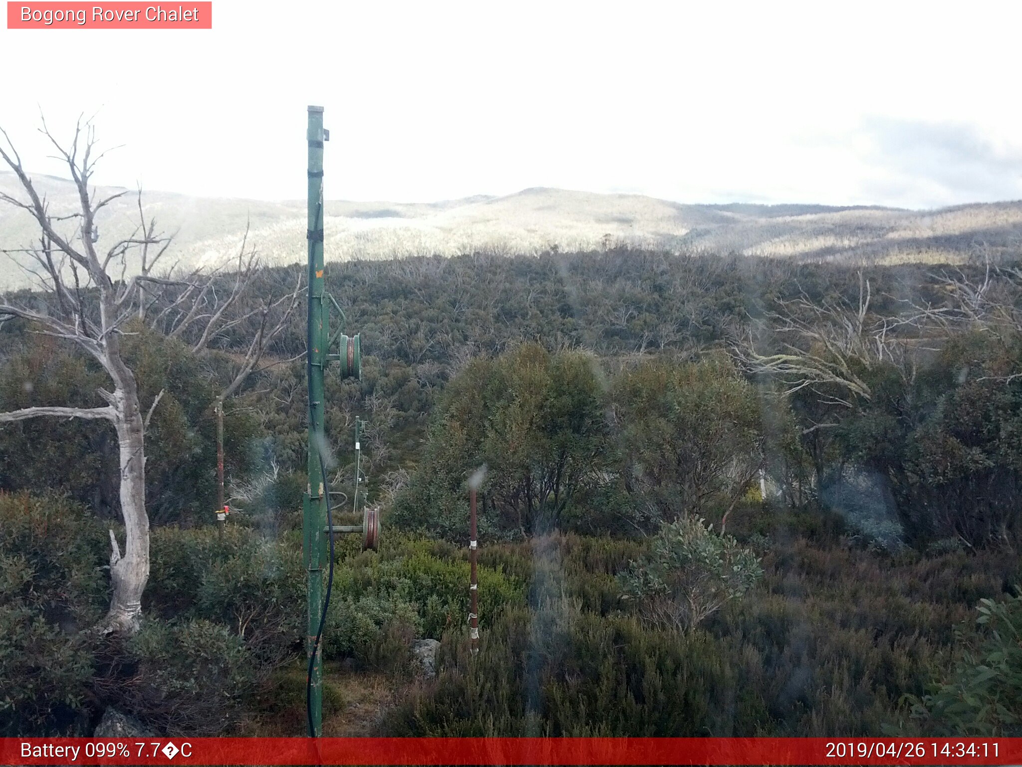 Bogong Web Cam 2:34pm Friday 26th of April 2019