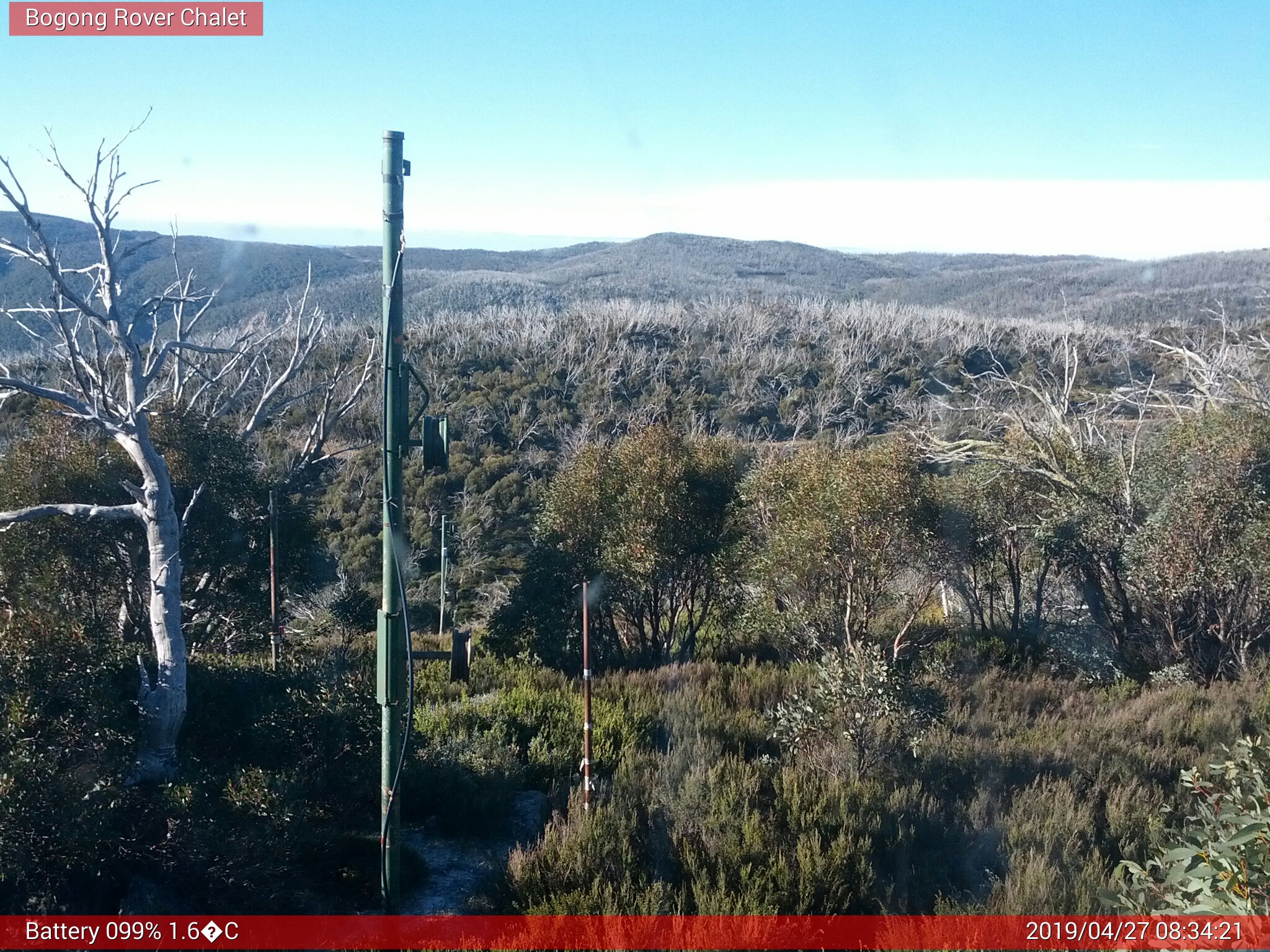 Bogong Web Cam 8:34am Saturday 27th of April 2019