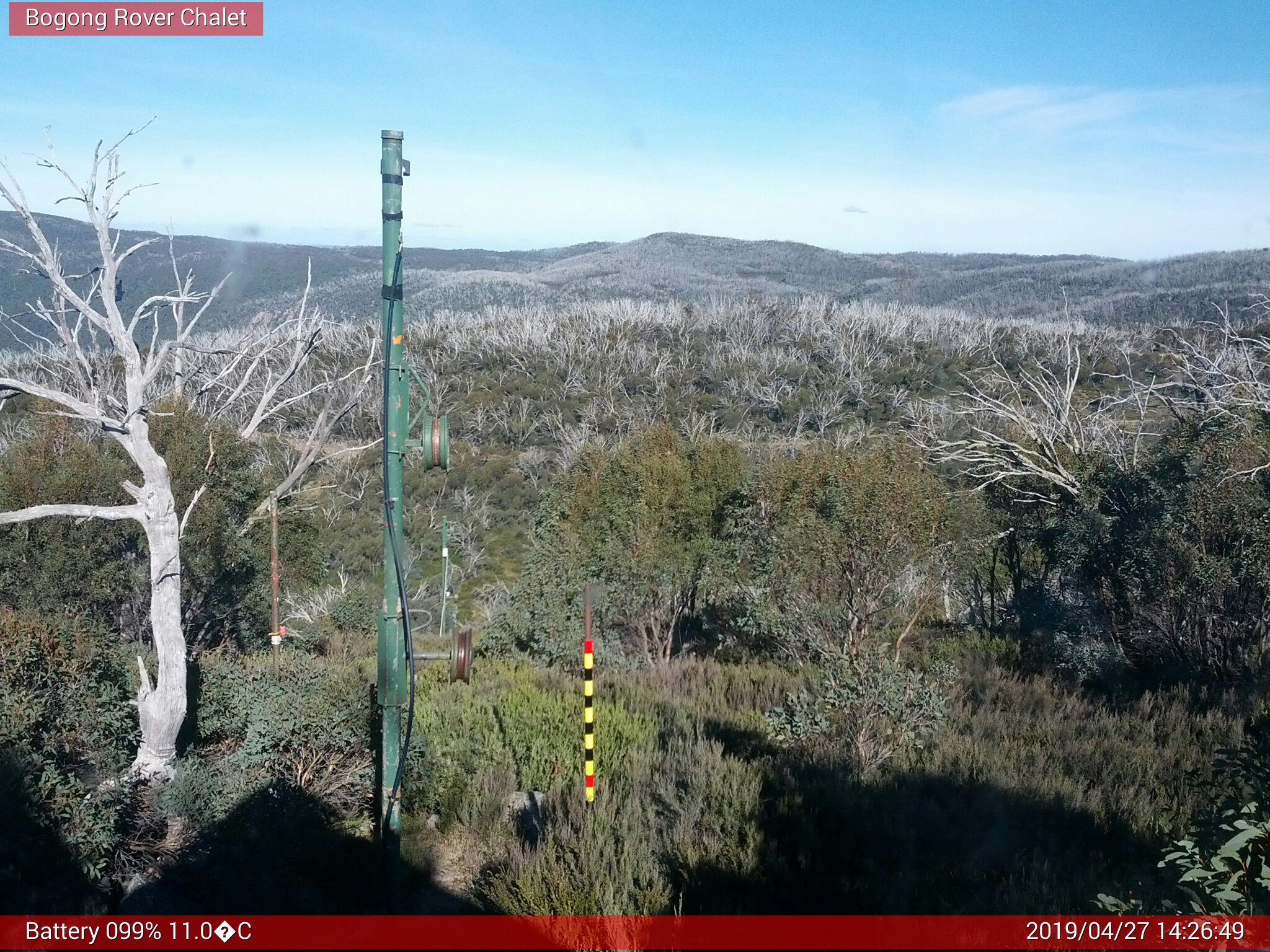 Bogong Web Cam 2:26pm Saturday 27th of April 2019