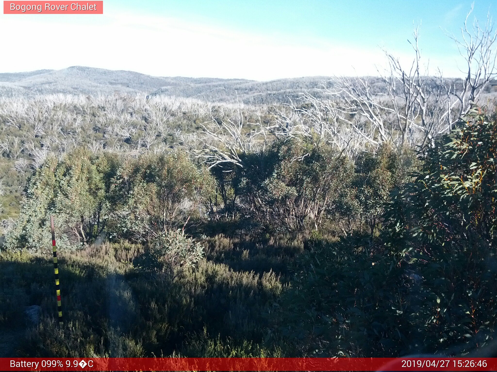 Bogong Web Cam 3:26pm Saturday 27th of April 2019