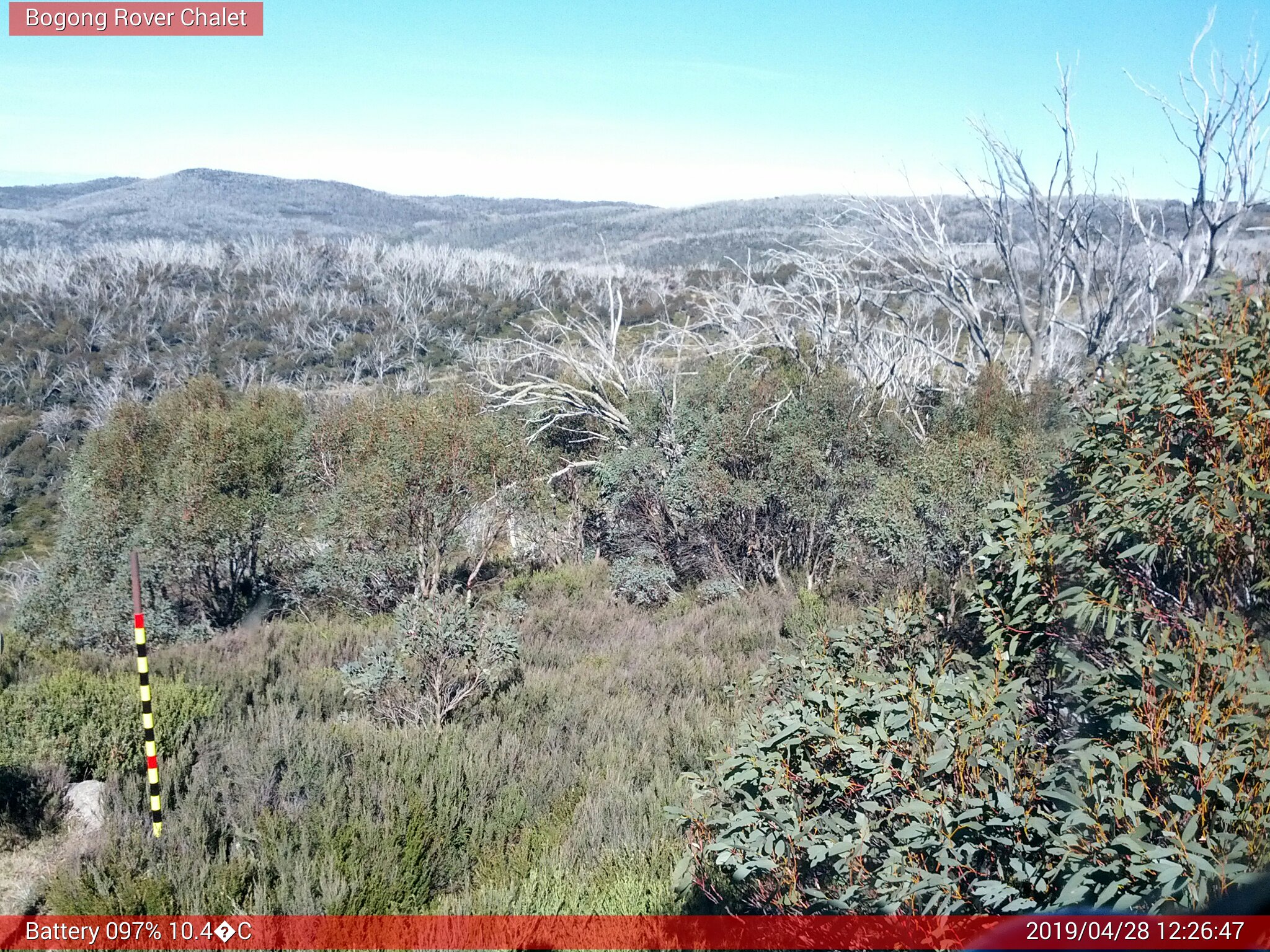 Bogong Web Cam 12:26pm Sunday 28th of April 2019