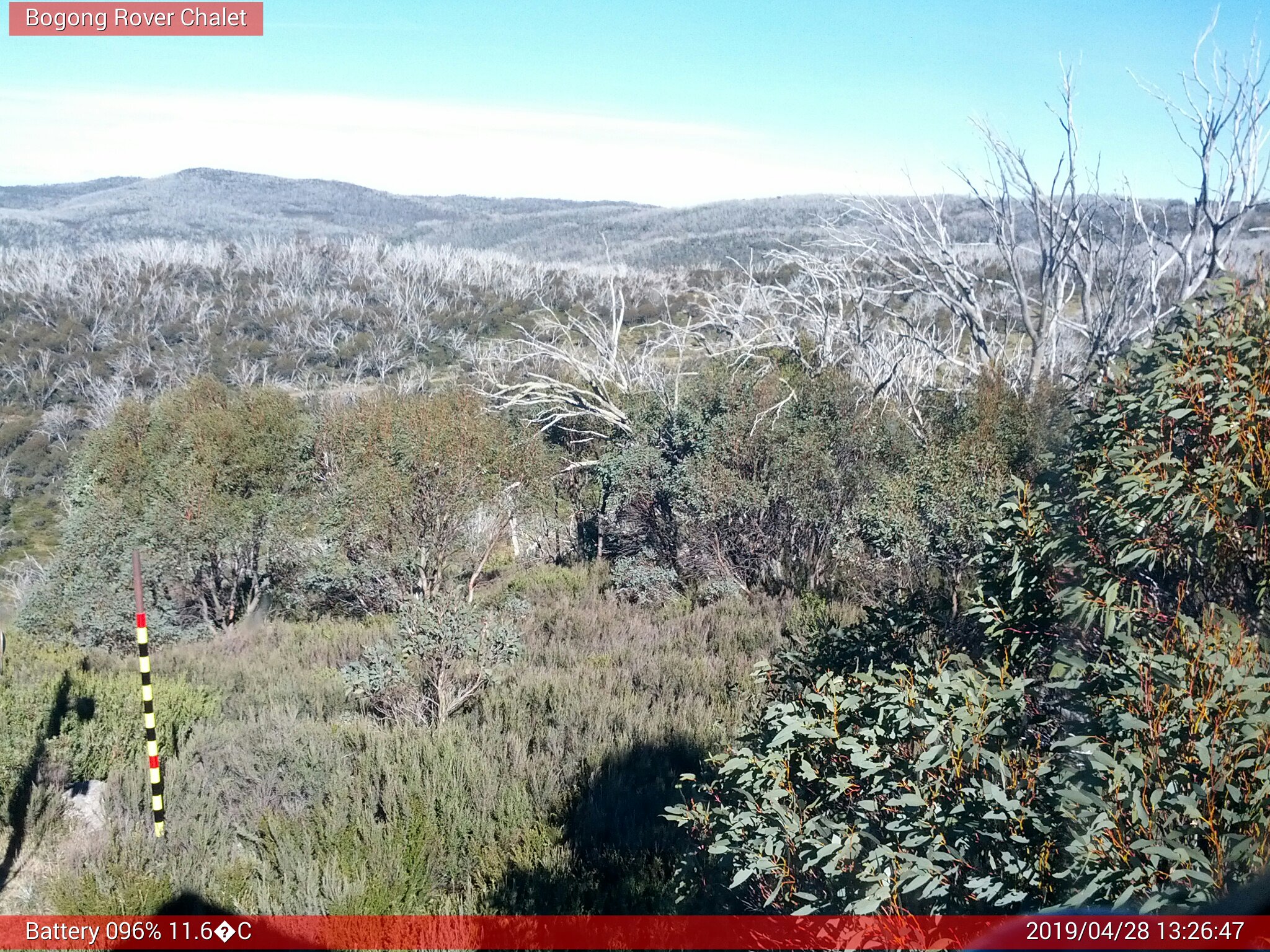 Bogong Web Cam 1:26pm Sunday 28th of April 2019