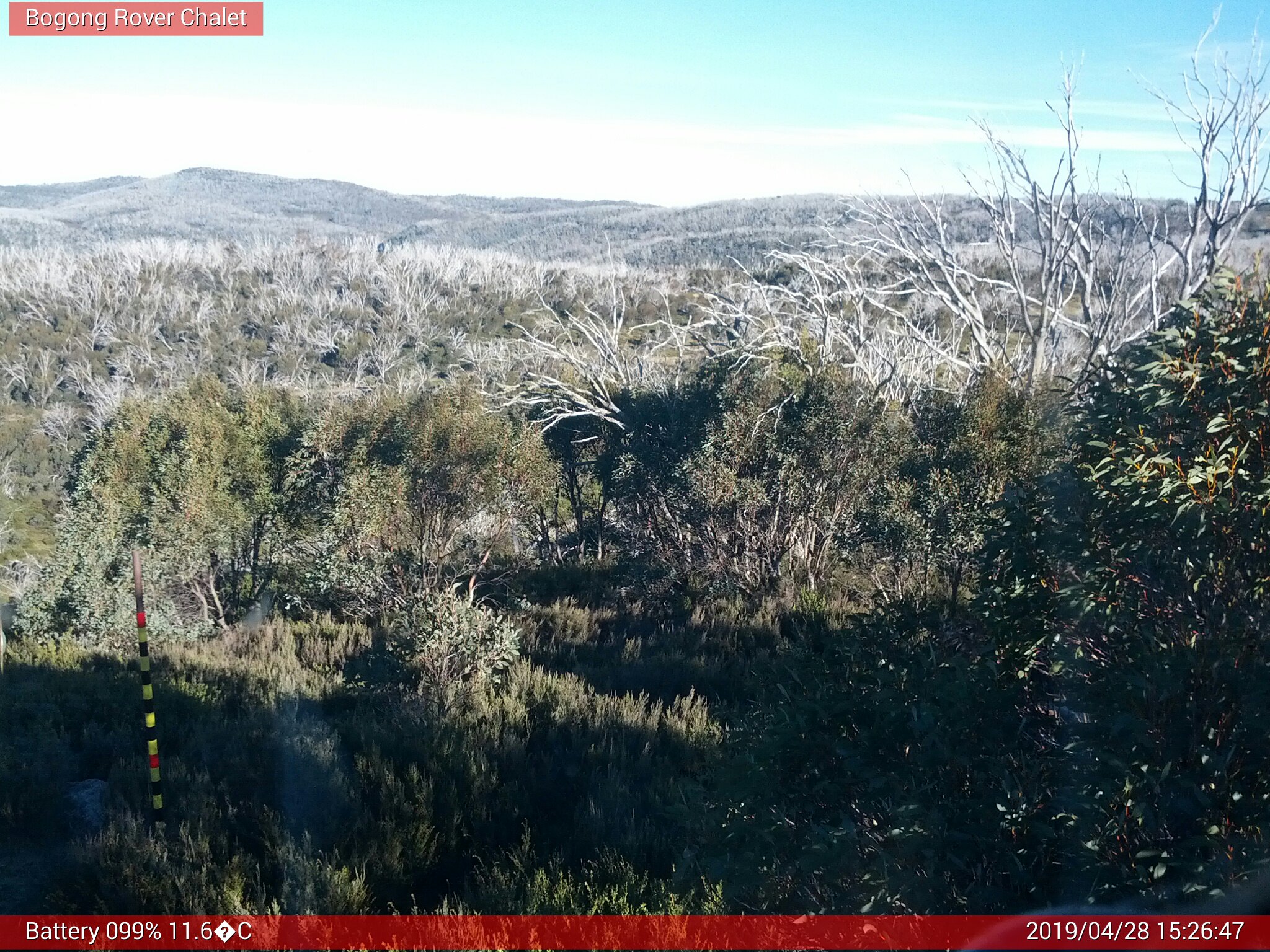 Bogong Web Cam 3:26pm Sunday 28th of April 2019