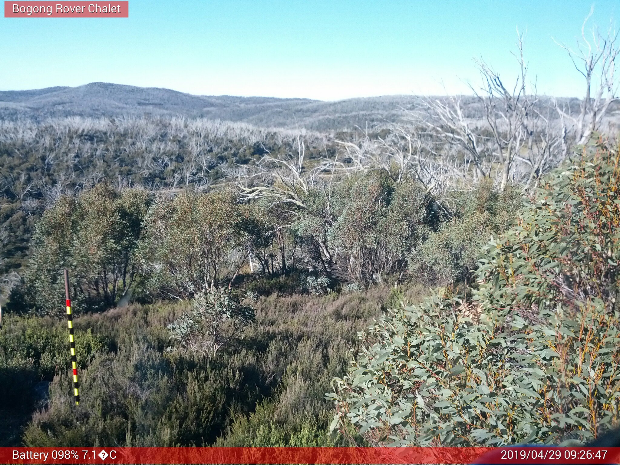 Bogong Web Cam 9:26am Monday 29th of April 2019