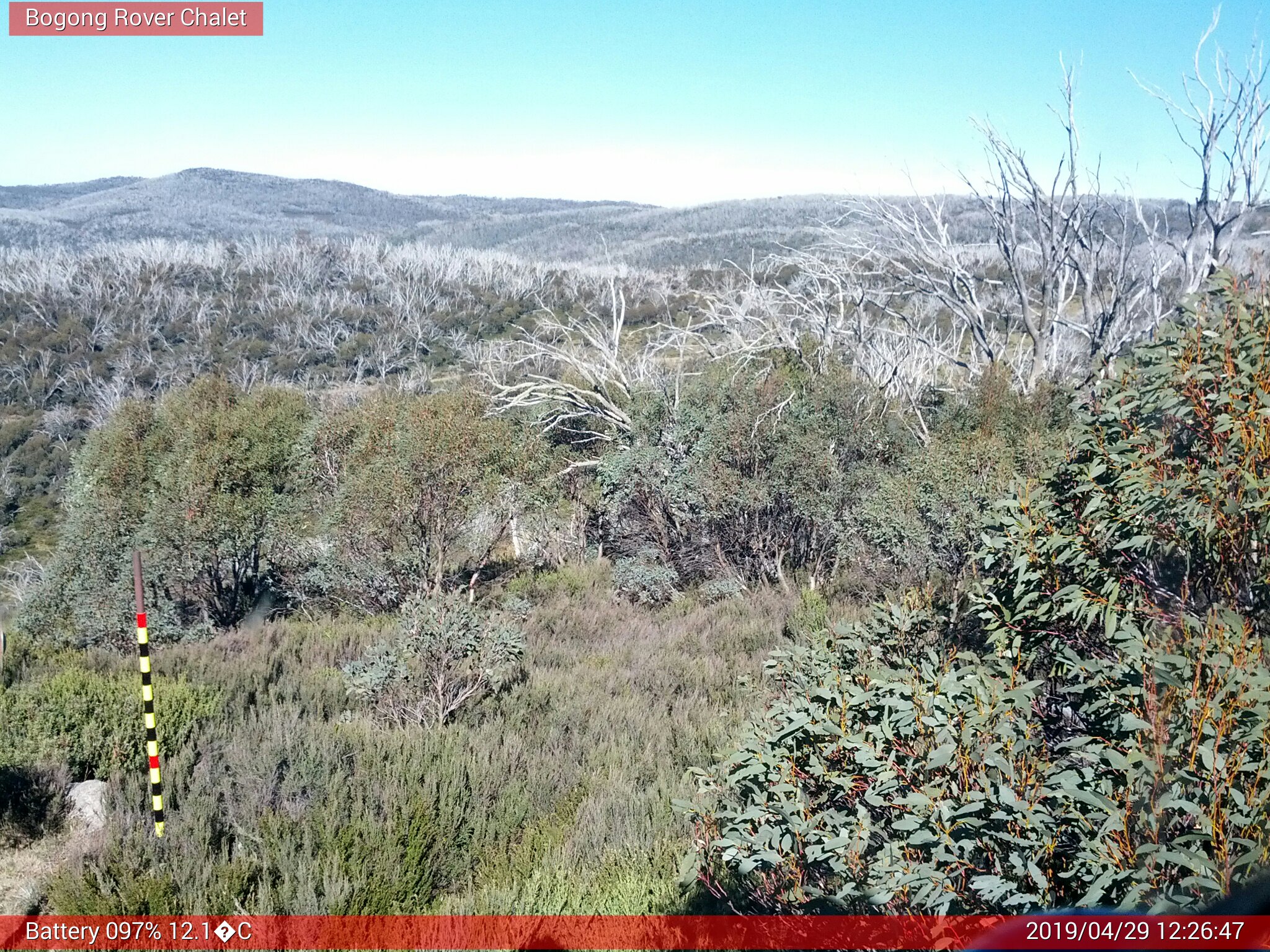 Bogong Web Cam 12:26pm Monday 29th of April 2019