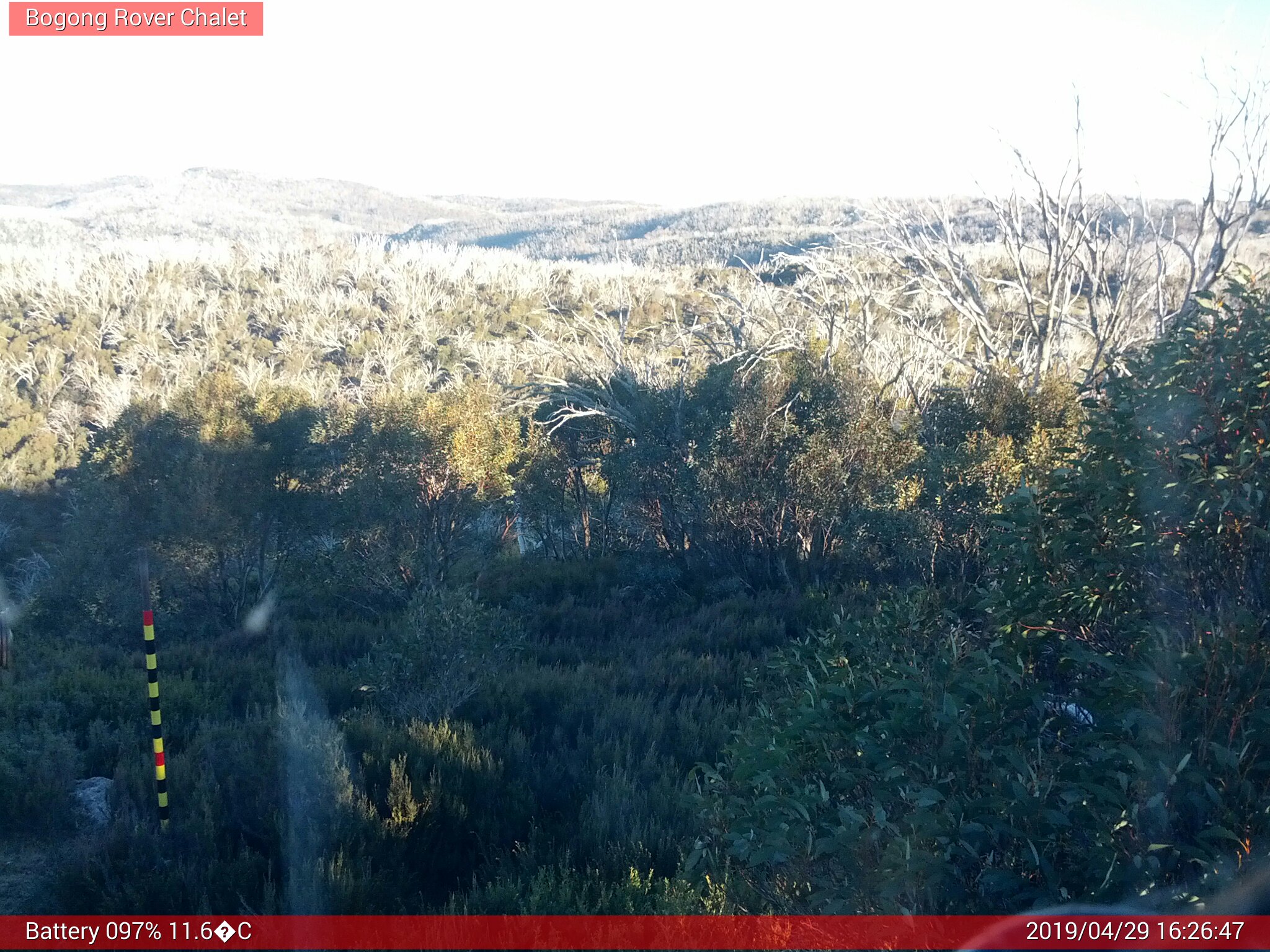 Bogong Web Cam 4:26pm Monday 29th of April 2019