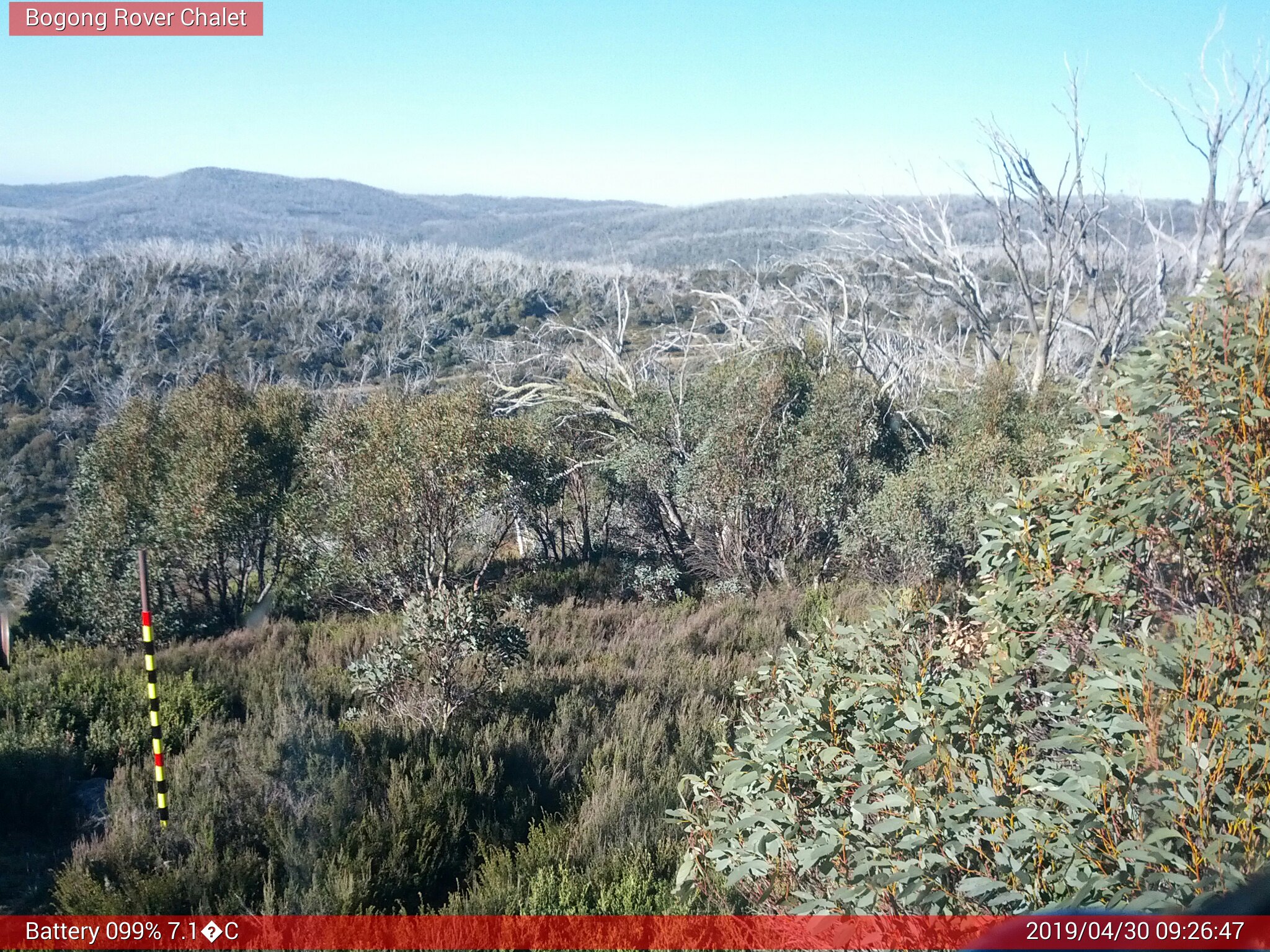 Bogong Web Cam 9:26am Tuesday 30th of April 2019