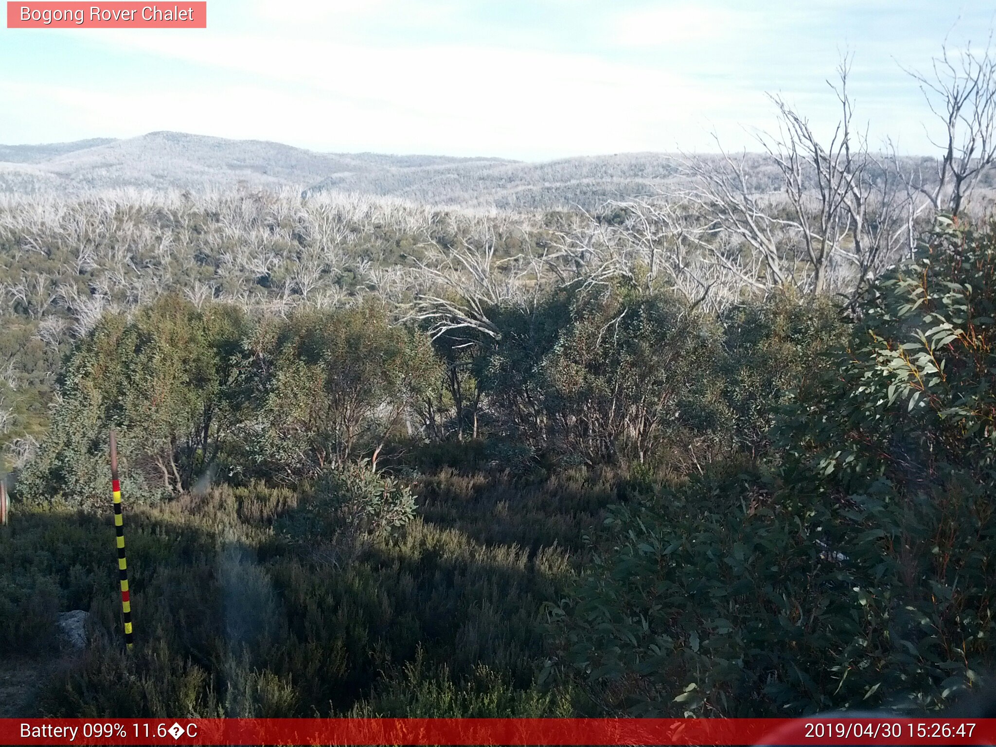 Bogong Web Cam 3:26pm Tuesday 30th of April 2019