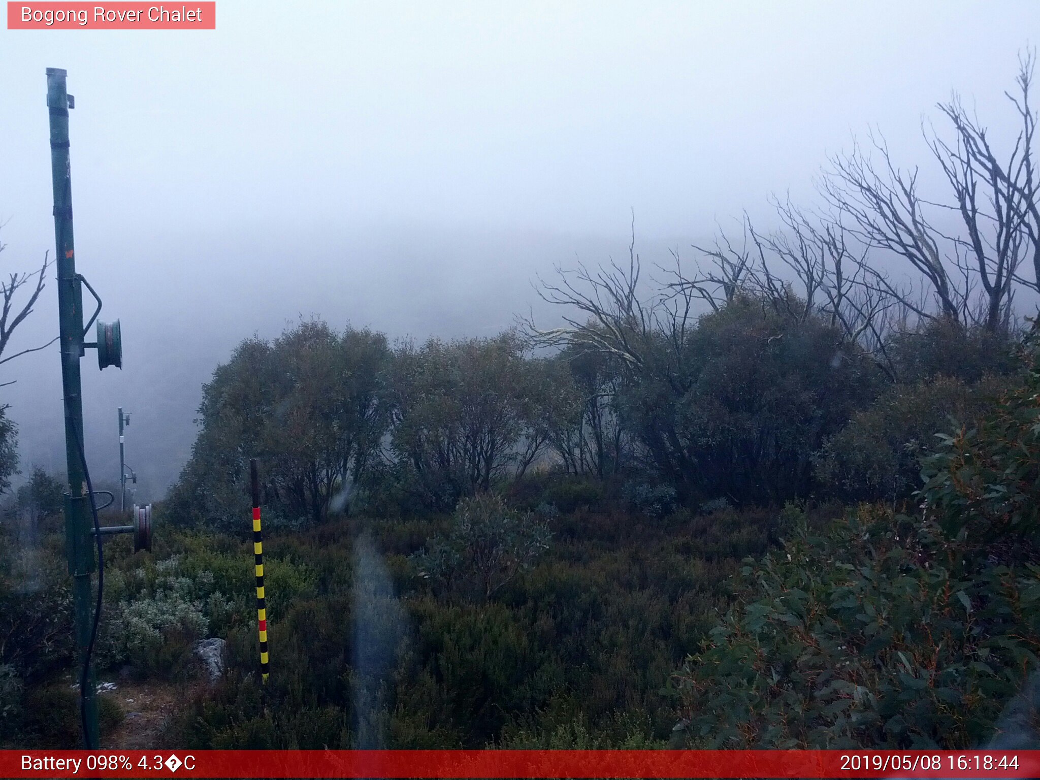 Bogong Web Cam 4:18pm Wednesday 8th of May 2019