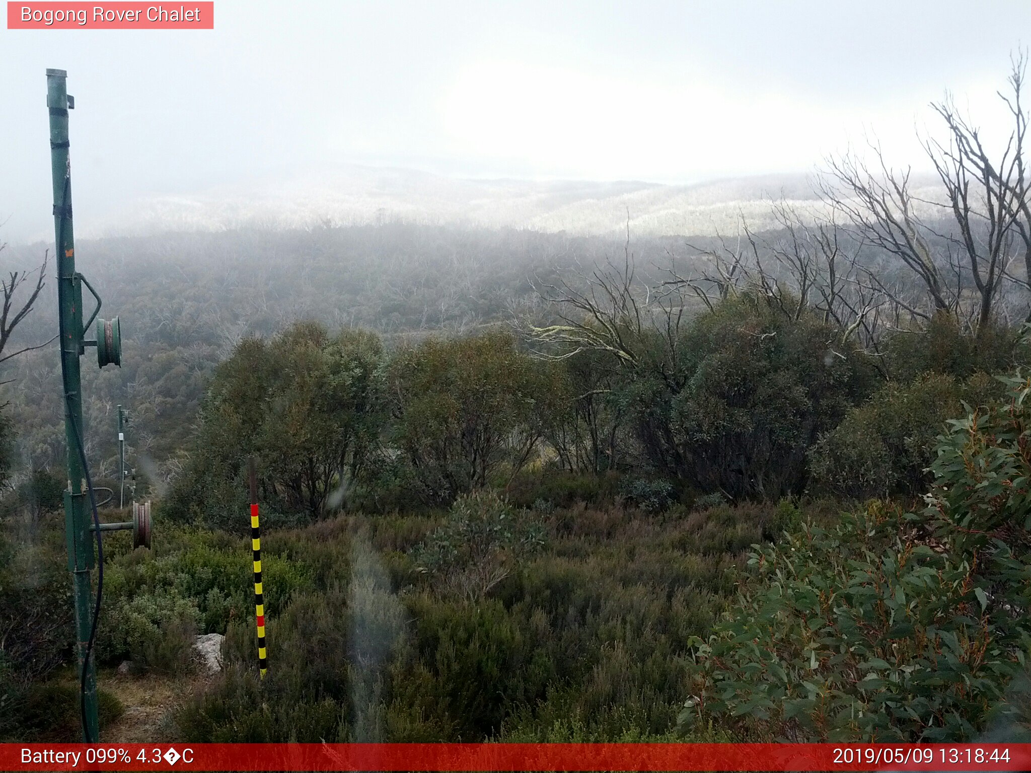 Bogong Web Cam 1:18pm Thursday 9th of May 2019