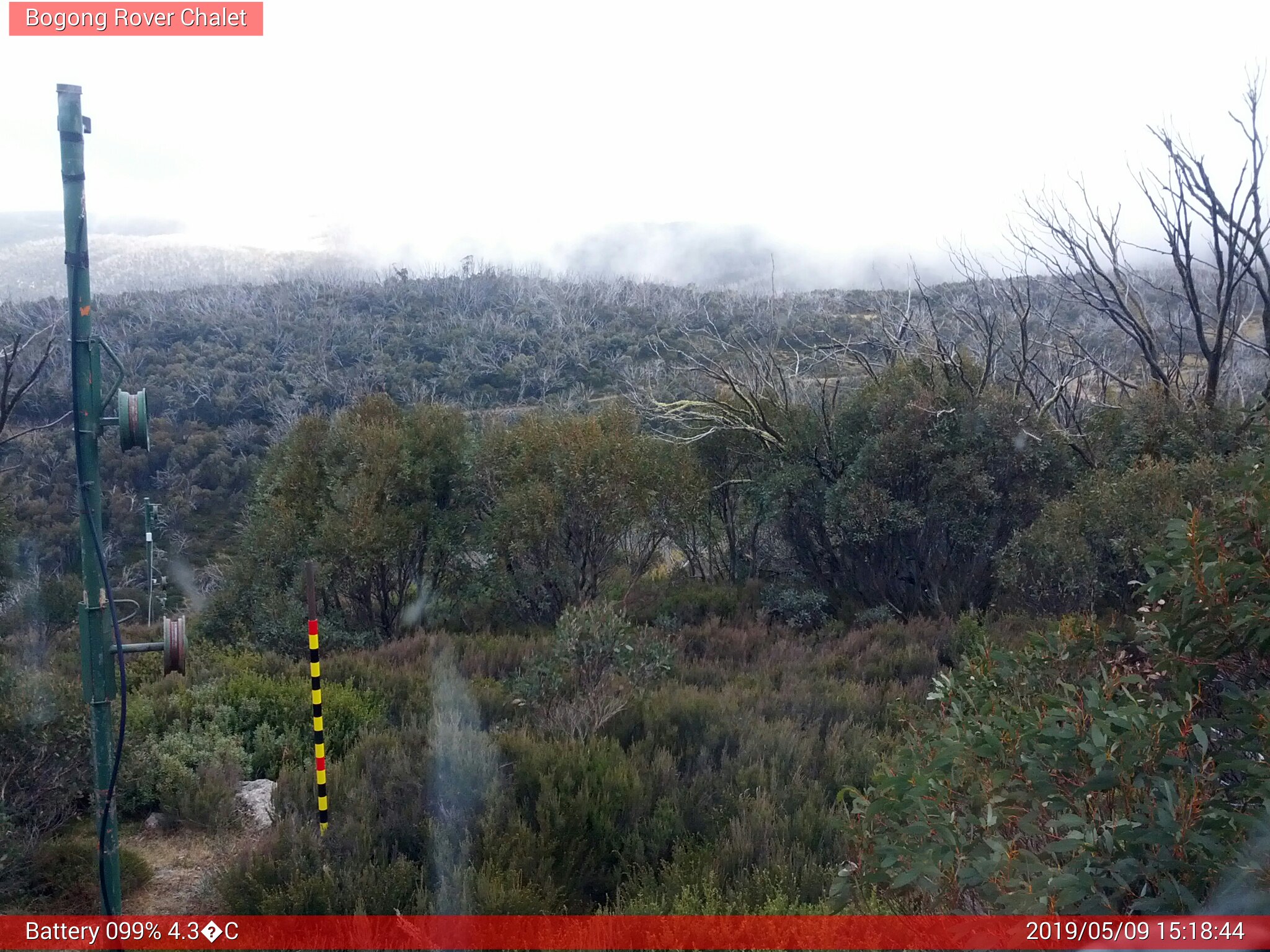 Bogong Web Cam 3:18pm Thursday 9th of May 2019