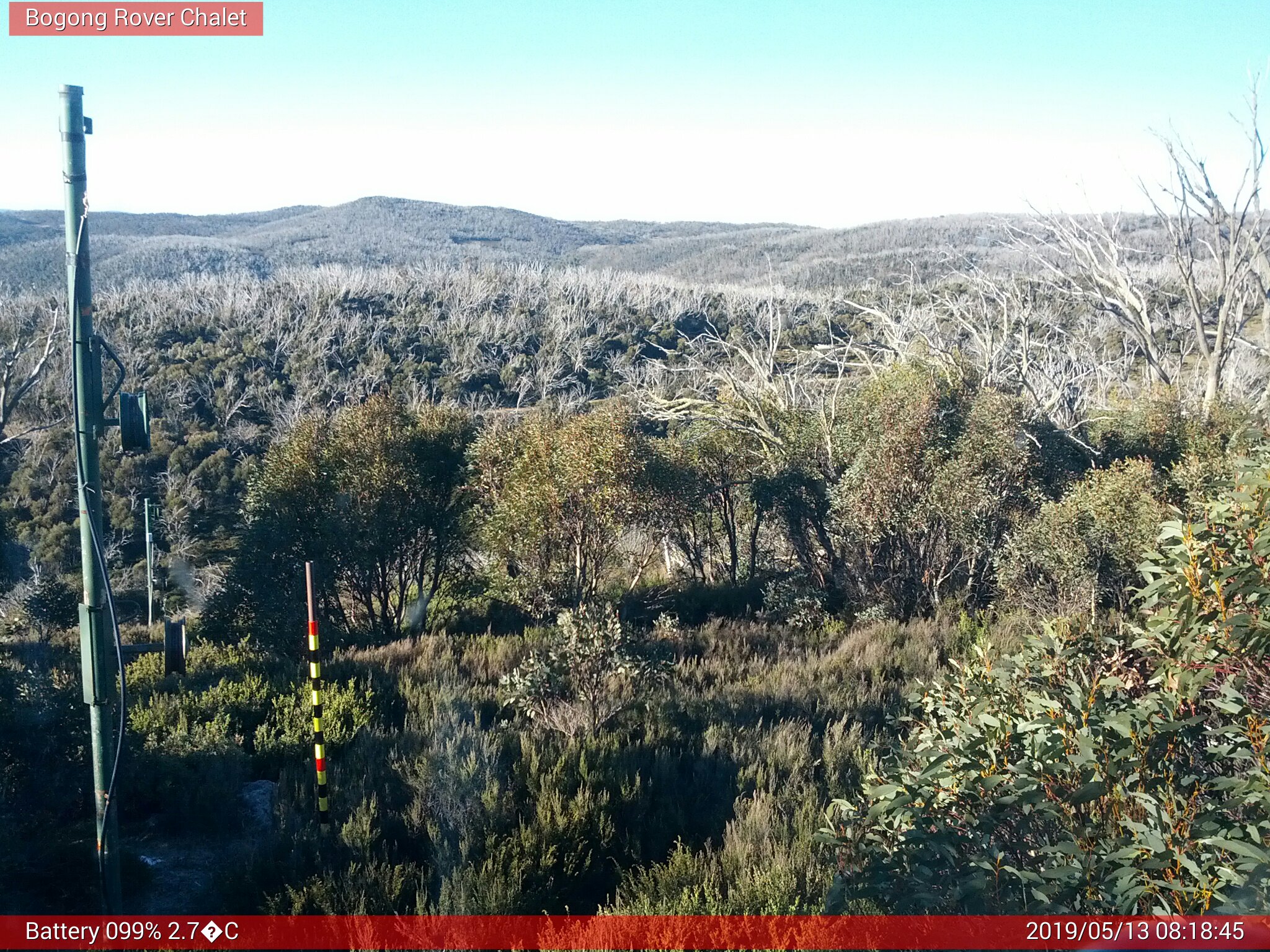 Bogong Web Cam 8:18am Monday 13th of May 2019