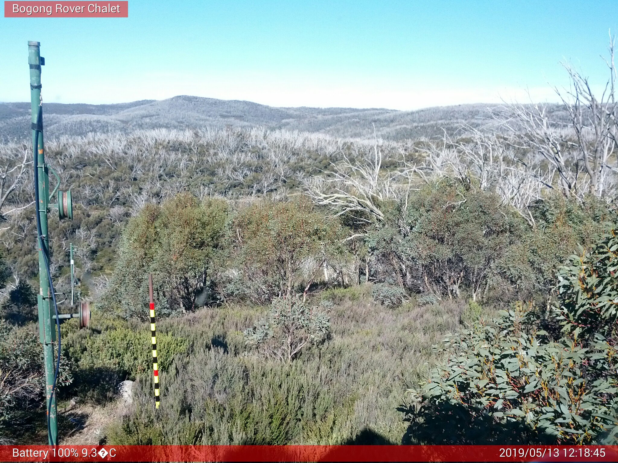 Bogong Web Cam 12:18pm Monday 13th of May 2019