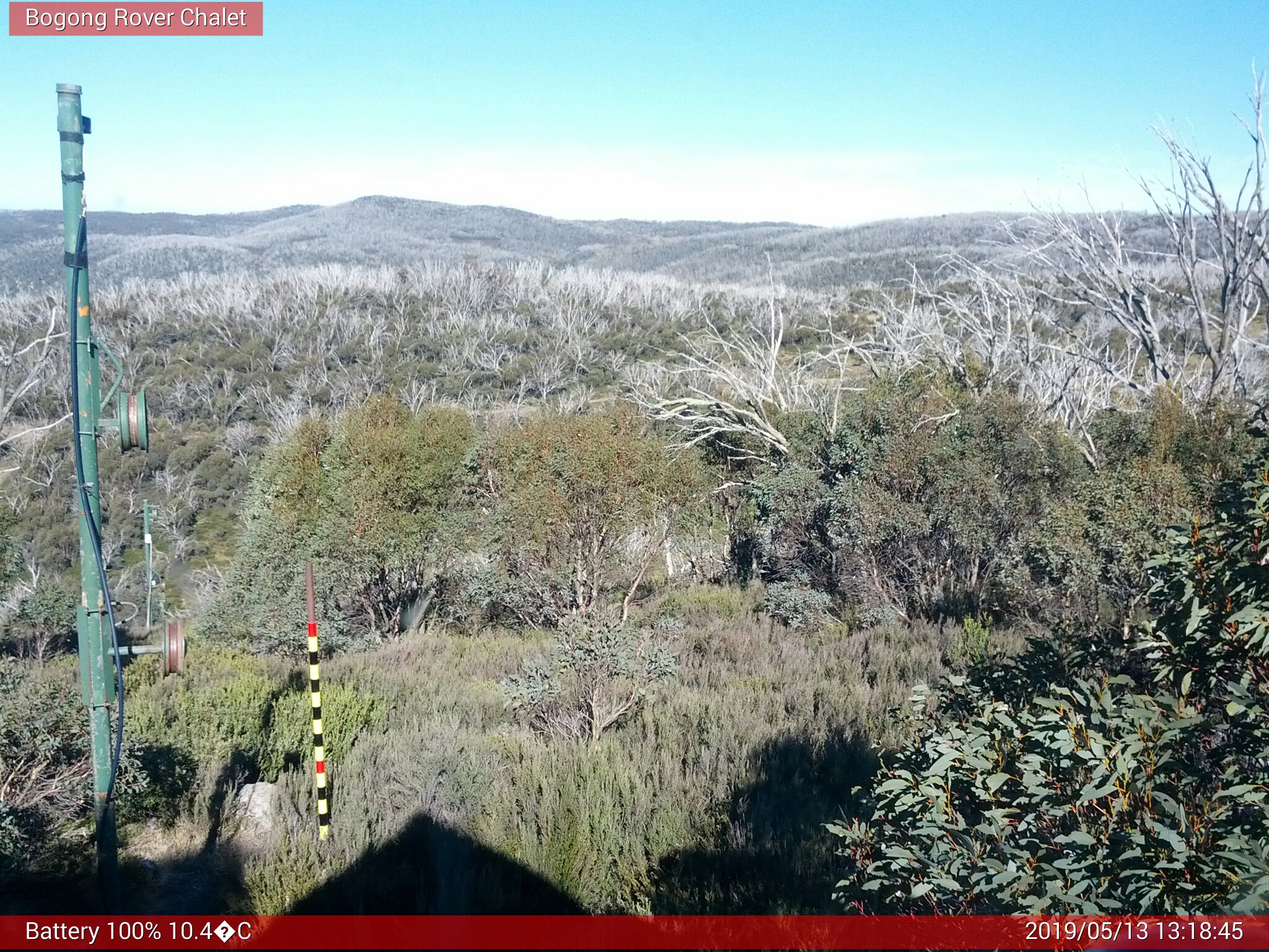 Bogong Web Cam 1:18pm Monday 13th of May 2019