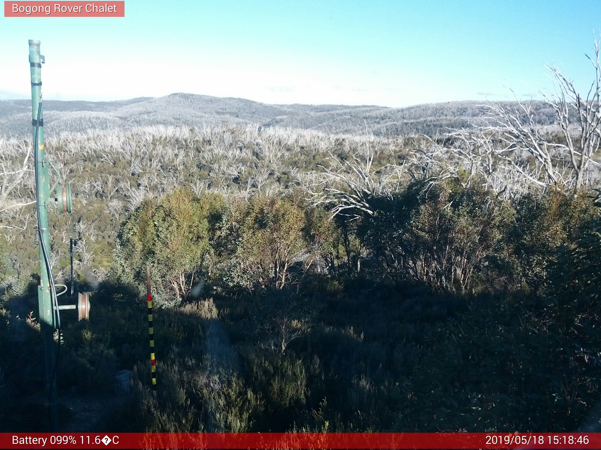 Bogong Web Cam 3:18pm Saturday 18th of May 2019