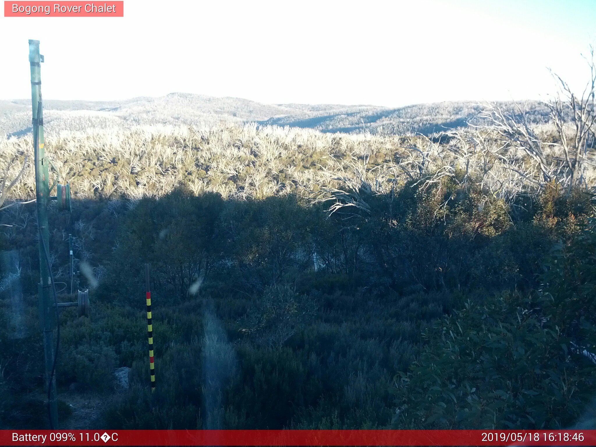 Bogong Web Cam 4:18pm Saturday 18th of May 2019