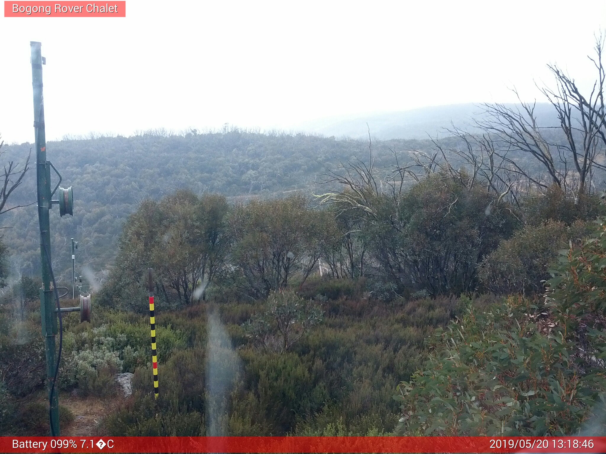 Bogong Web Cam 1:18pm Monday 20th of May 2019