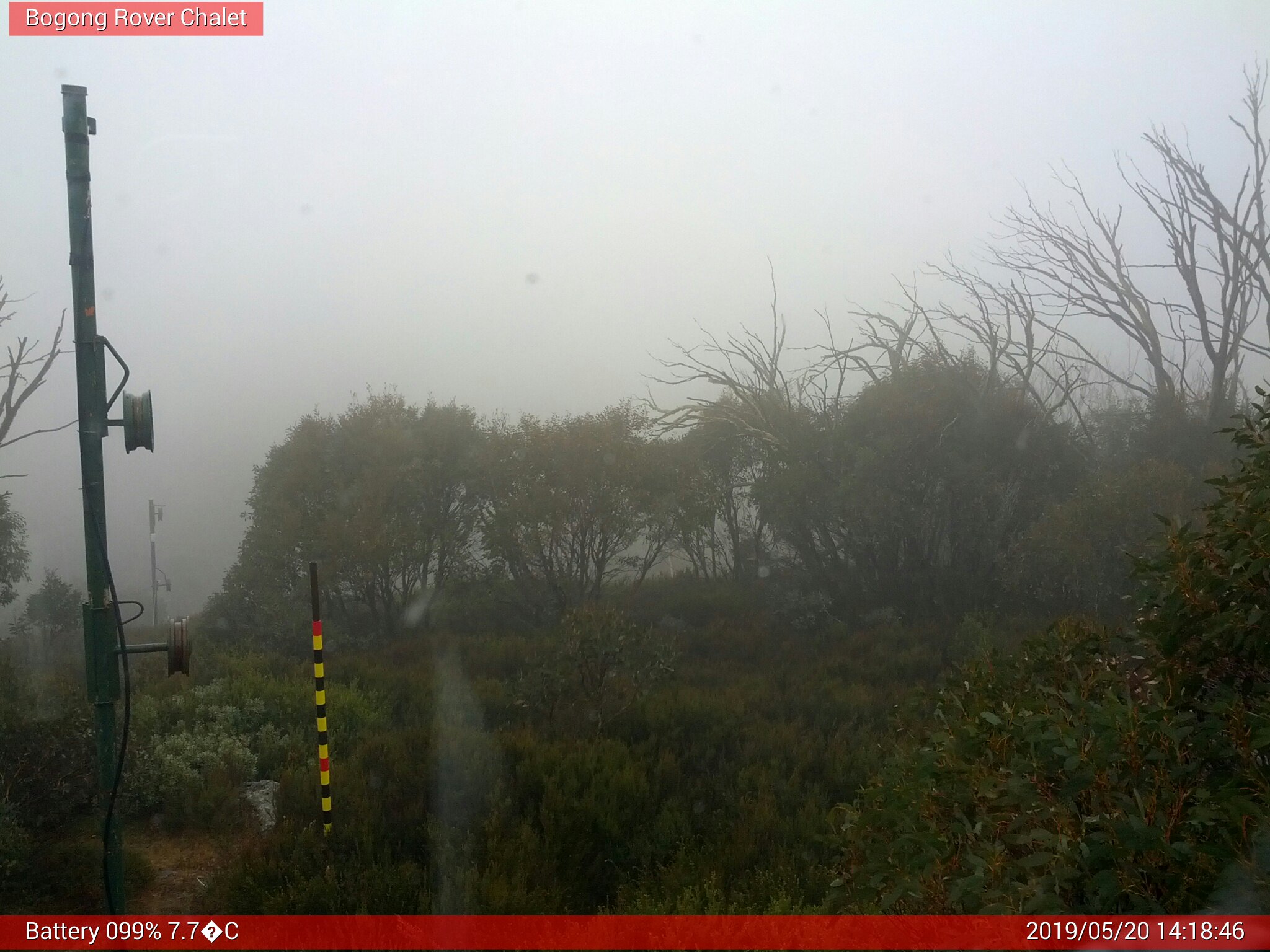 Bogong Web Cam 2:18pm Monday 20th of May 2019