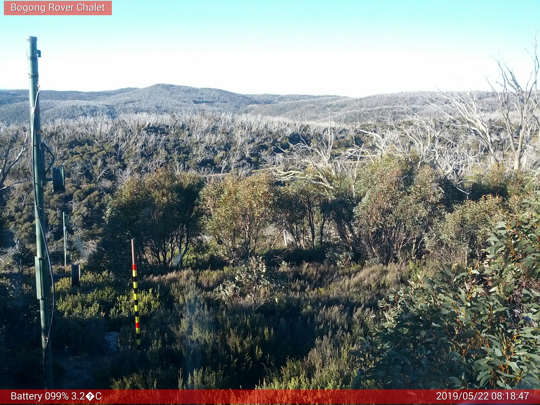 Bogong Web Cam 8:18am Wednesday 22nd of May 2019