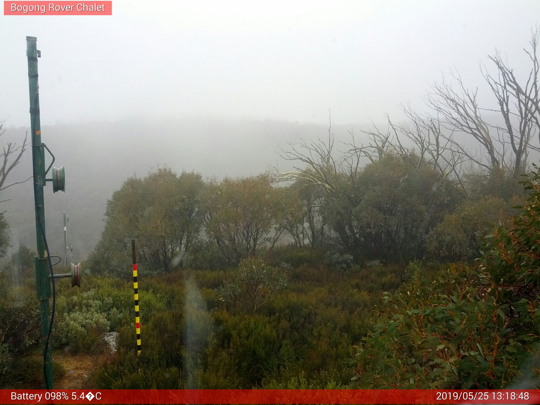 Bogong Web Cam 1:18pm Saturday 25th of May 2019