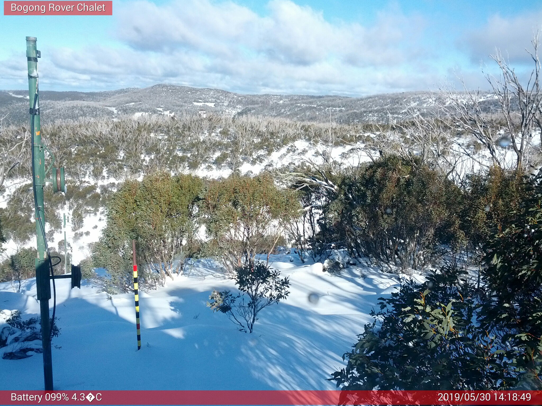 Bogong Web Cam 2:18pm Thursday 30th of May 2019