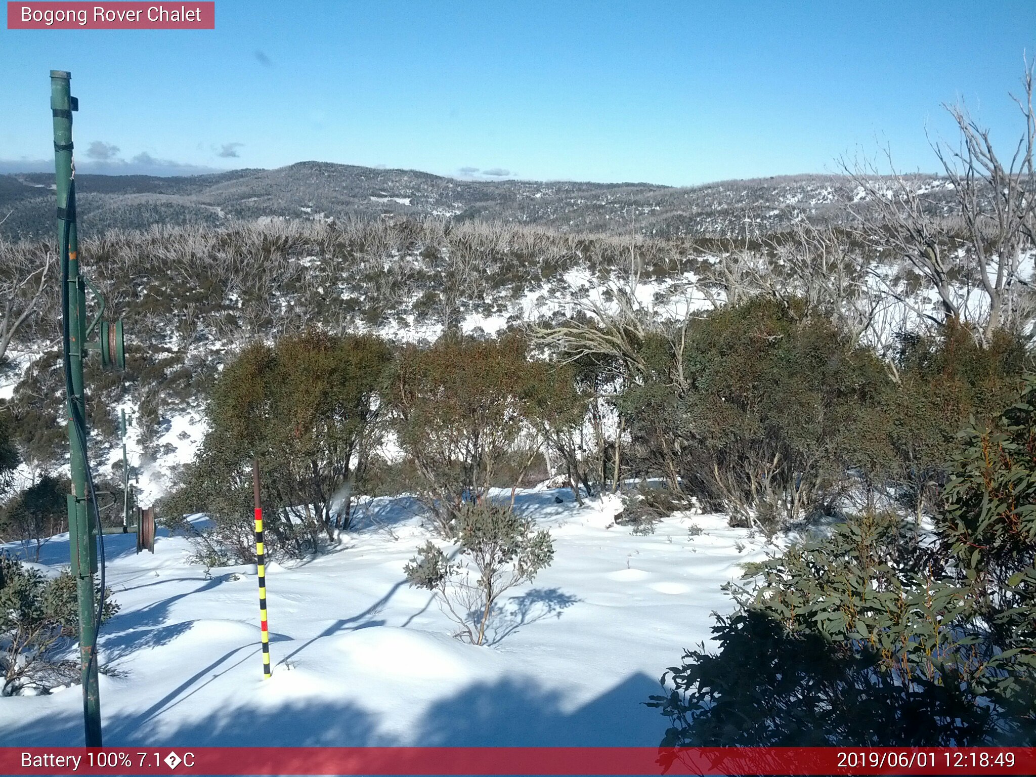 Bogong Web Cam 12:18pm Saturday 1st of June 2019