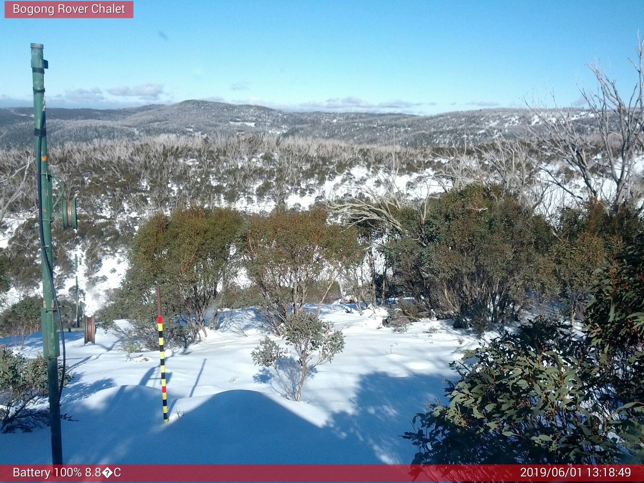 Bogong Web Cam 1:18pm Saturday 1st of June 2019