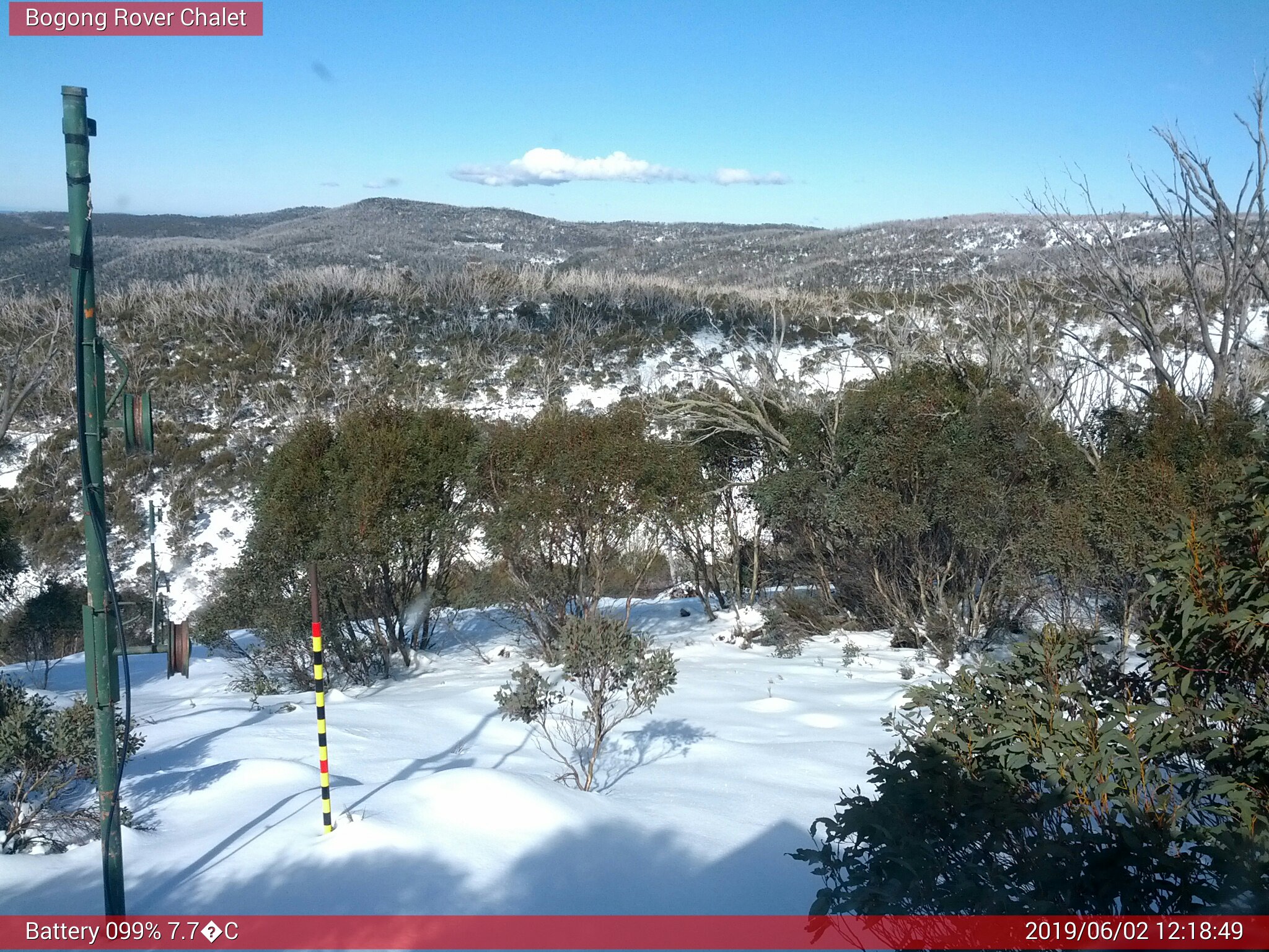 Bogong Web Cam 12:18pm Sunday 2nd of June 2019