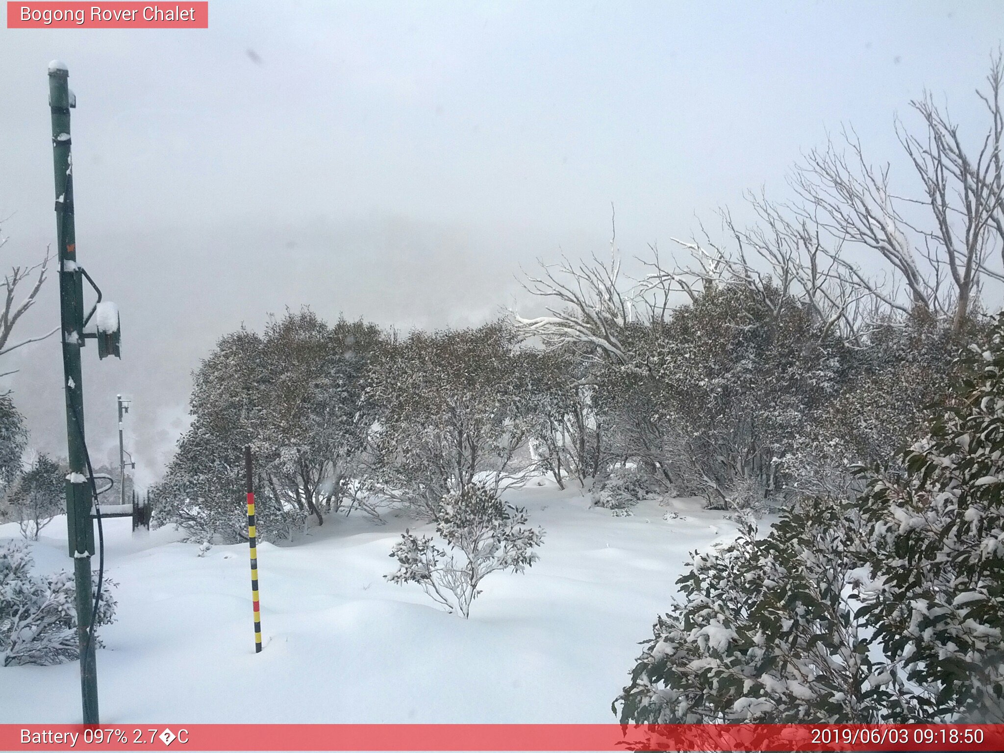 Bogong Web Cam 9:18am Monday 3rd of June 2019