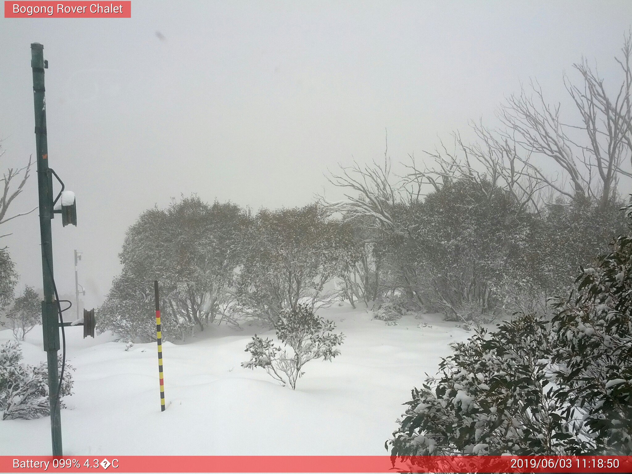 Bogong Web Cam 11:18am Monday 3rd of June 2019