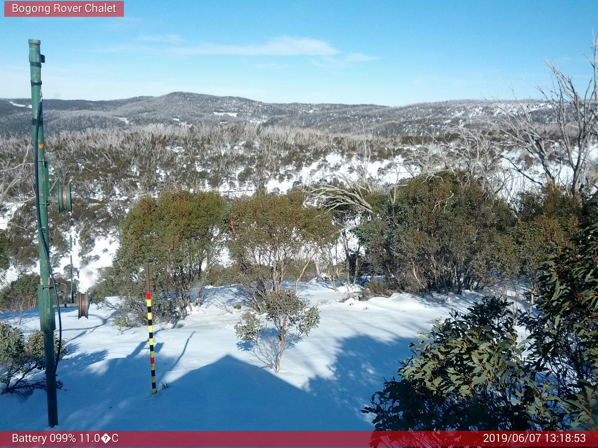 Bogong Web Cam 1:18pm Friday 7th of June 2019