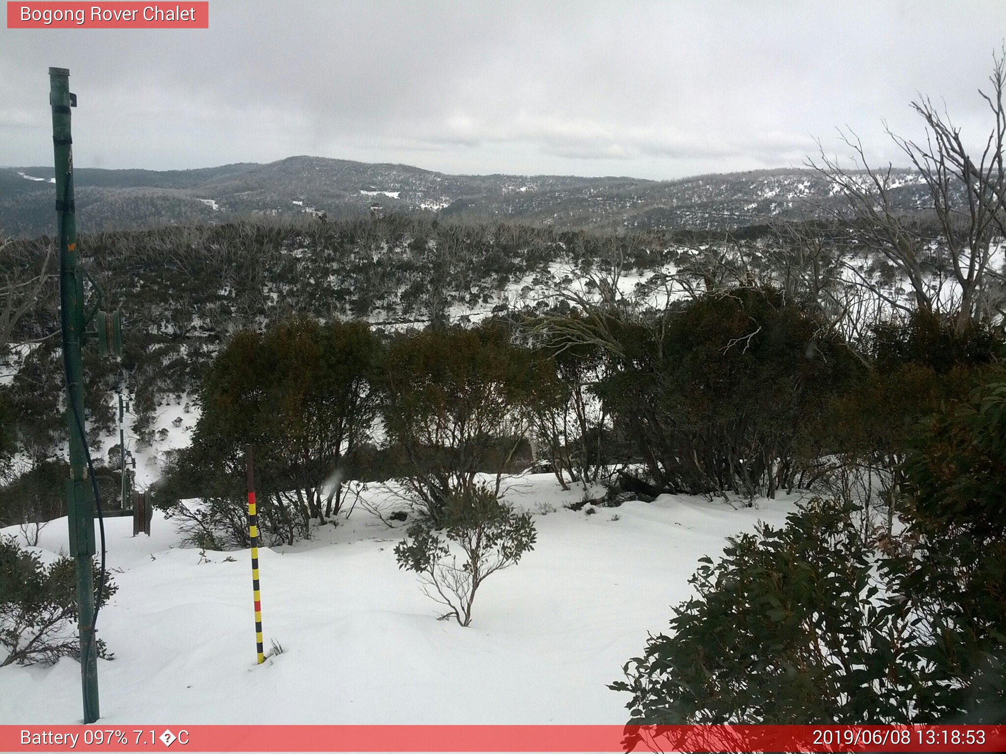 Bogong Web Cam 1:18pm Saturday 8th of June 2019