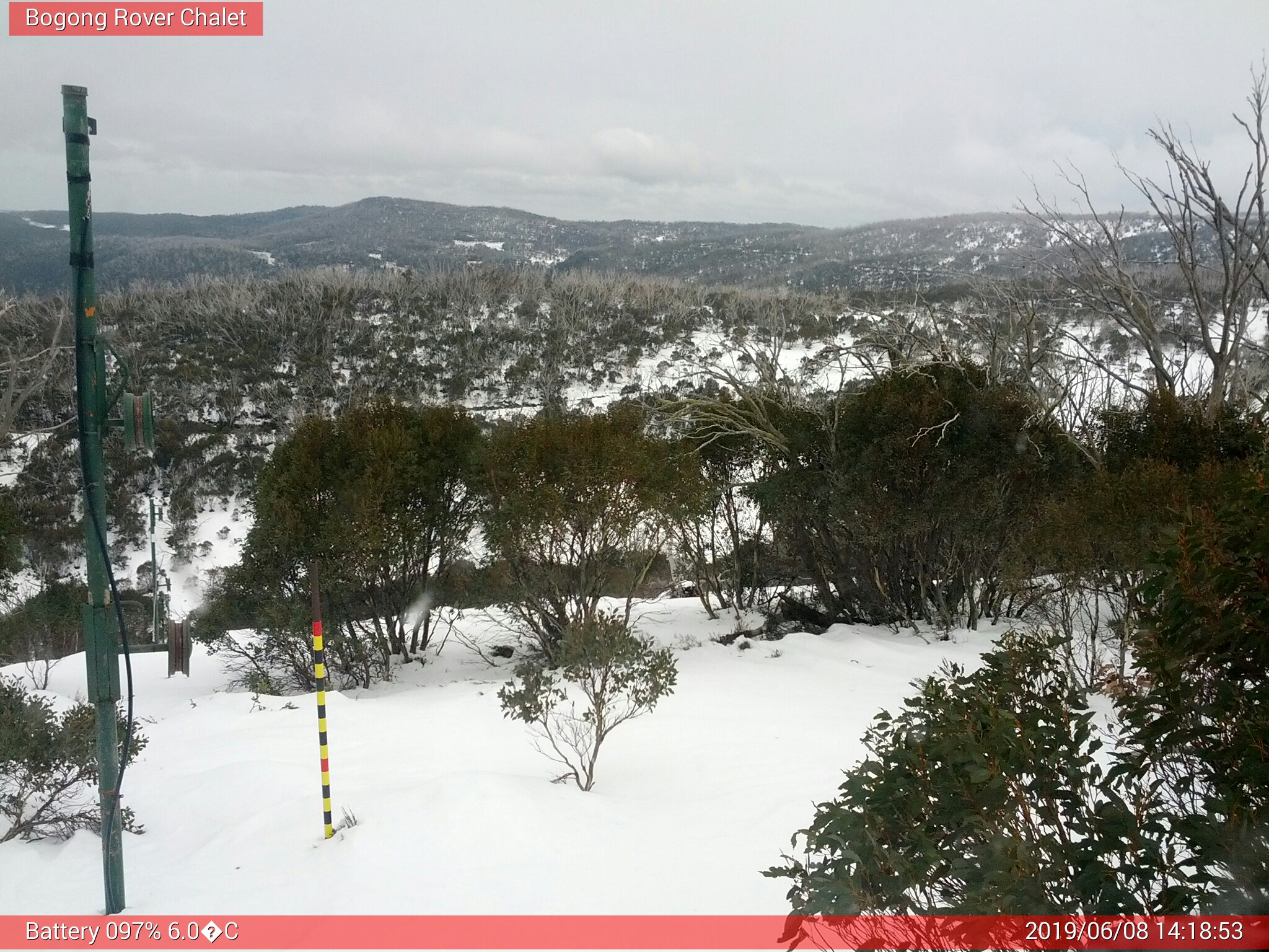 Bogong Web Cam 2:18pm Saturday 8th of June 2019