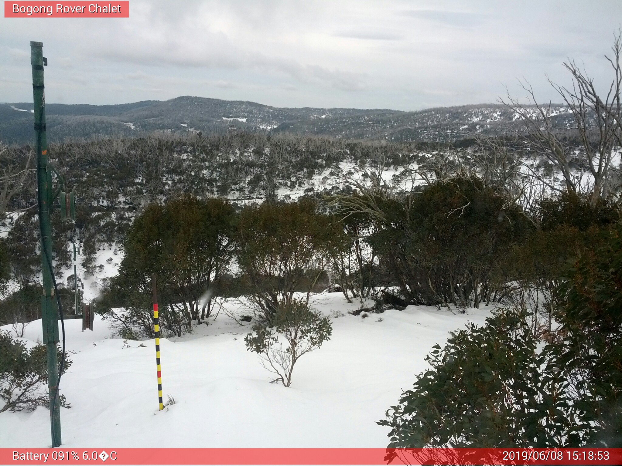 Bogong Web Cam 3:18pm Saturday 8th of June 2019