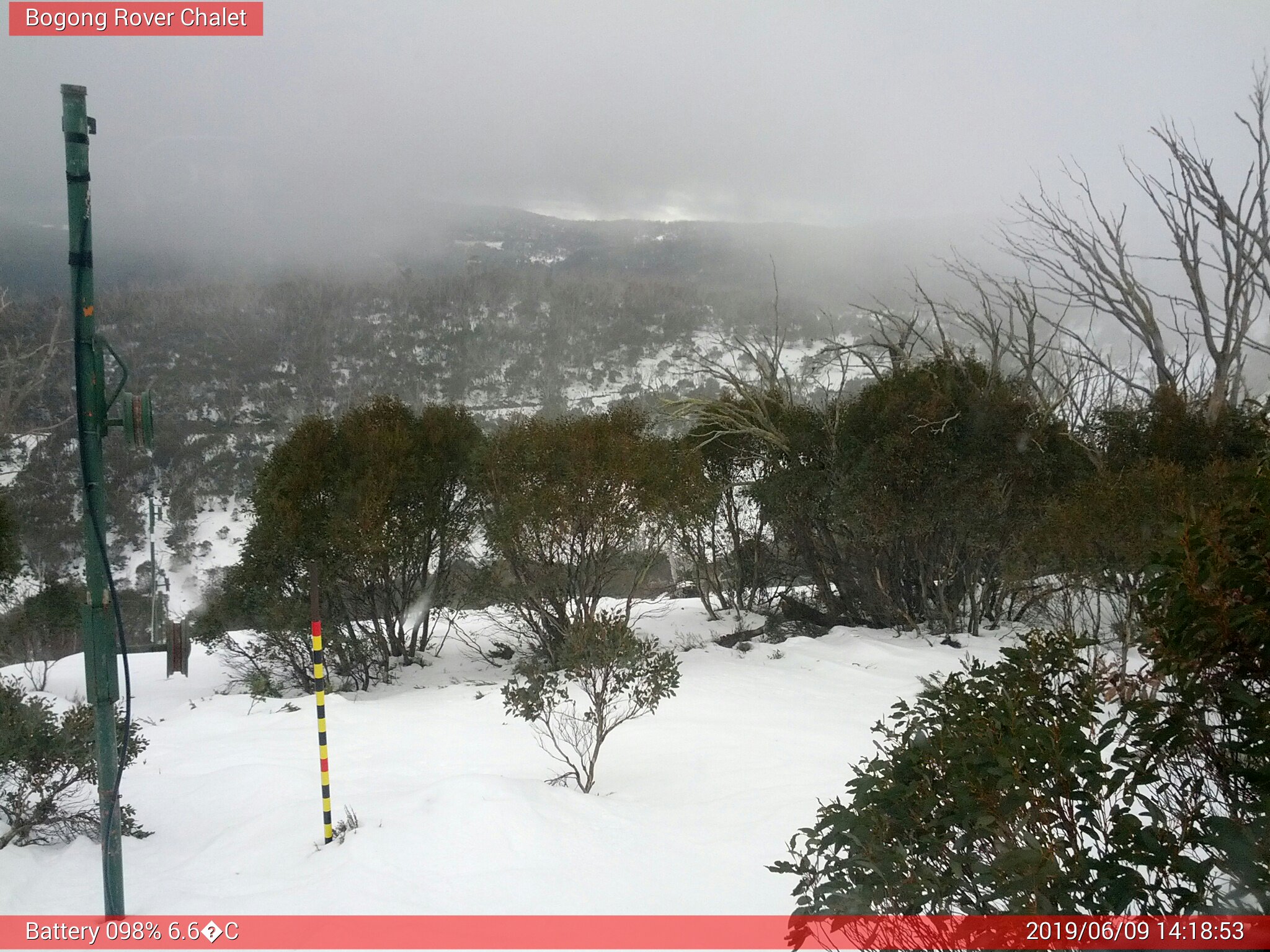 Bogong Web Cam 2:18pm Sunday 9th of June 2019