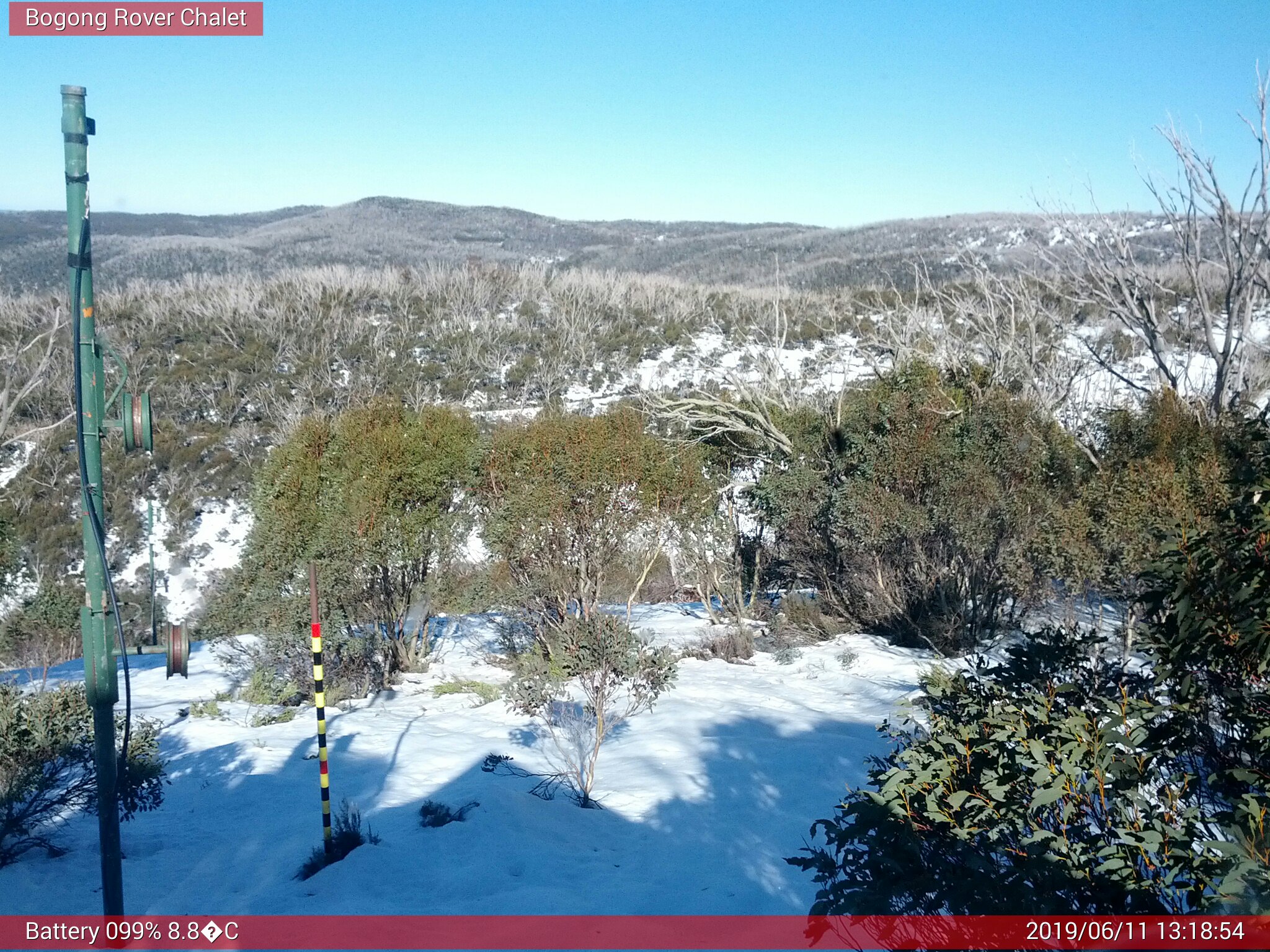 Bogong Web Cam 1:18pm Tuesday 11th of June 2019