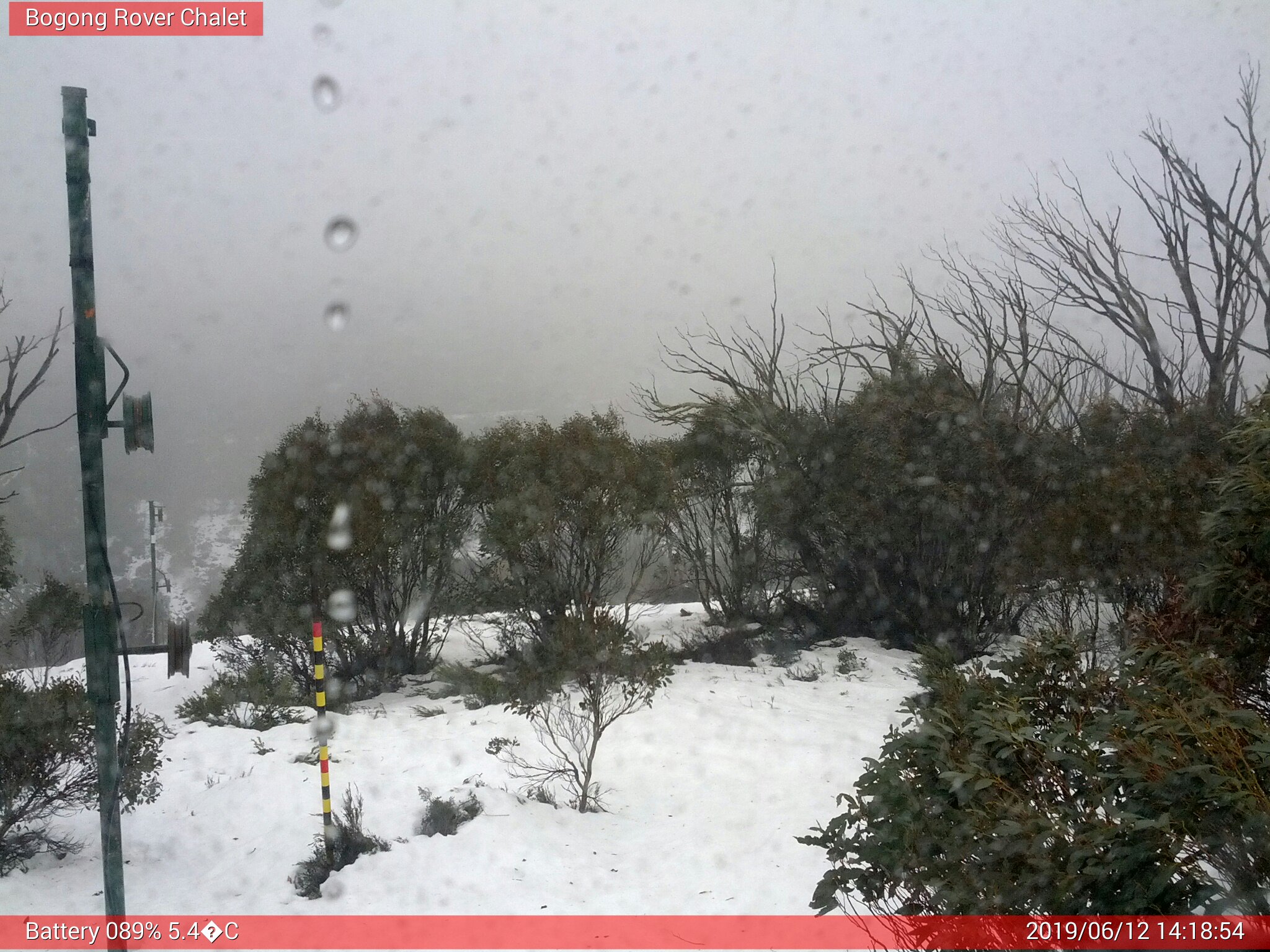 Bogong Web Cam 2:18pm Wednesday 12th of June 2019