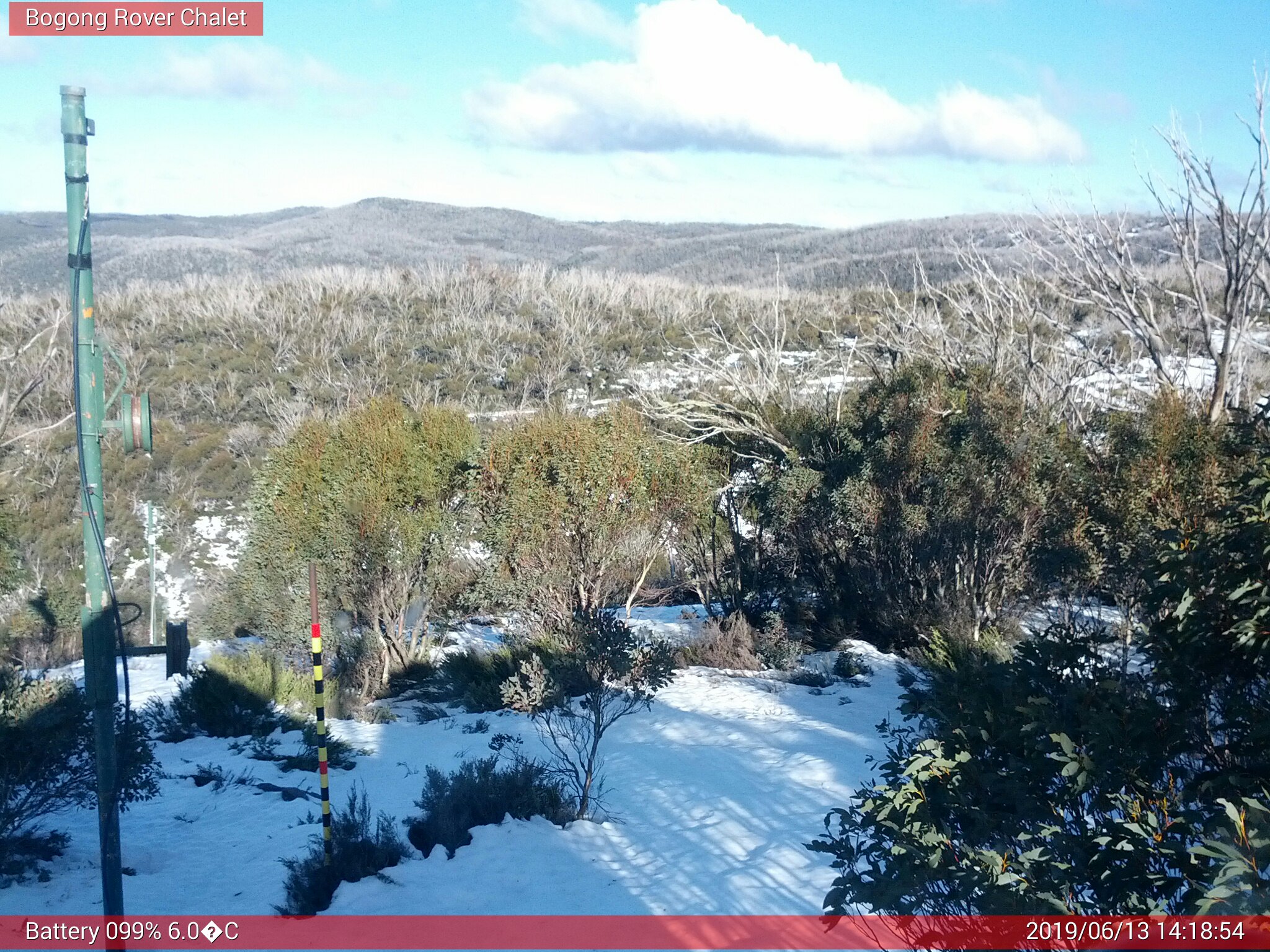 Bogong Web Cam 2:18pm Thursday 13th of June 2019