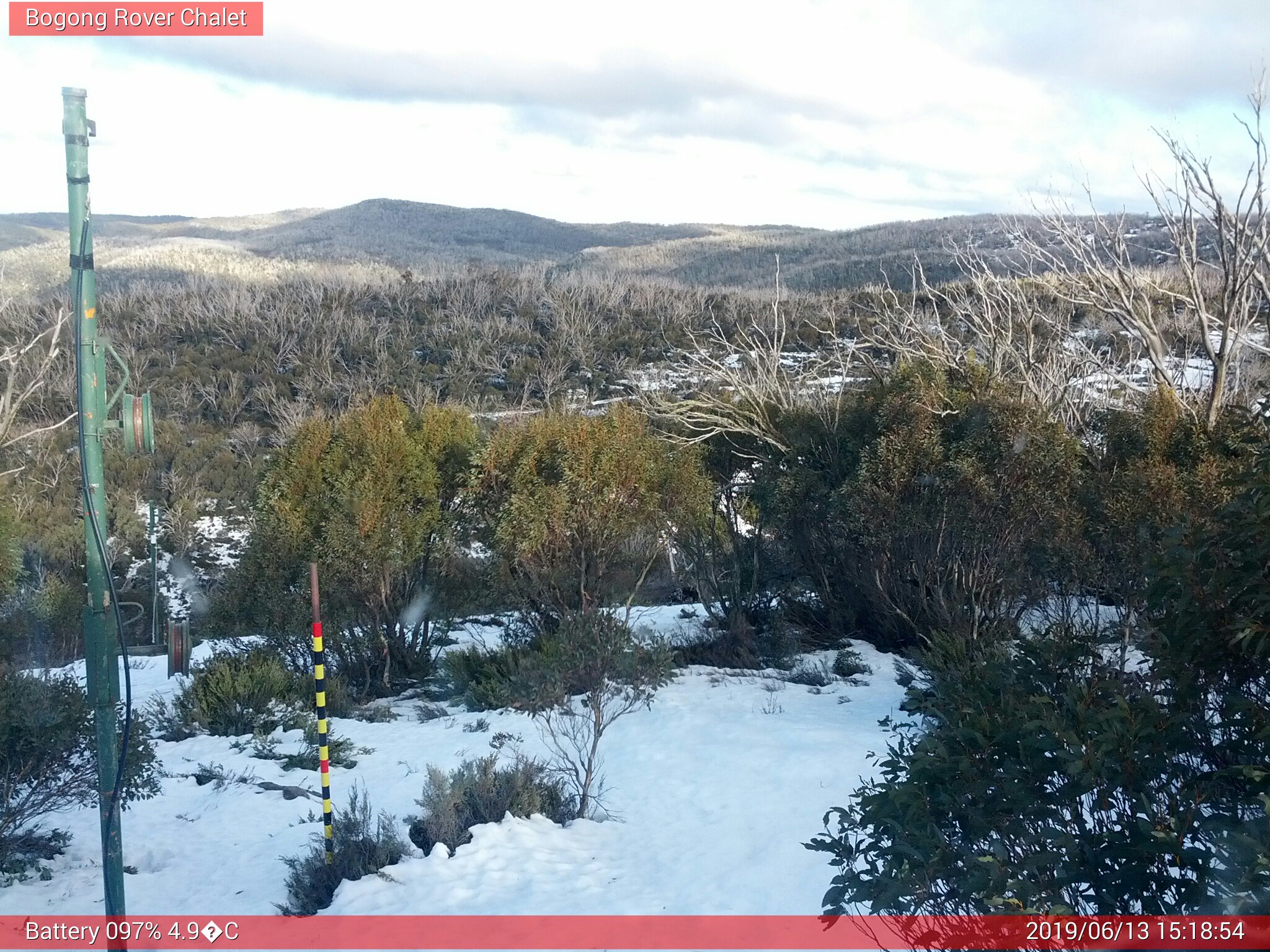 Bogong Web Cam 3:18pm Thursday 13th of June 2019