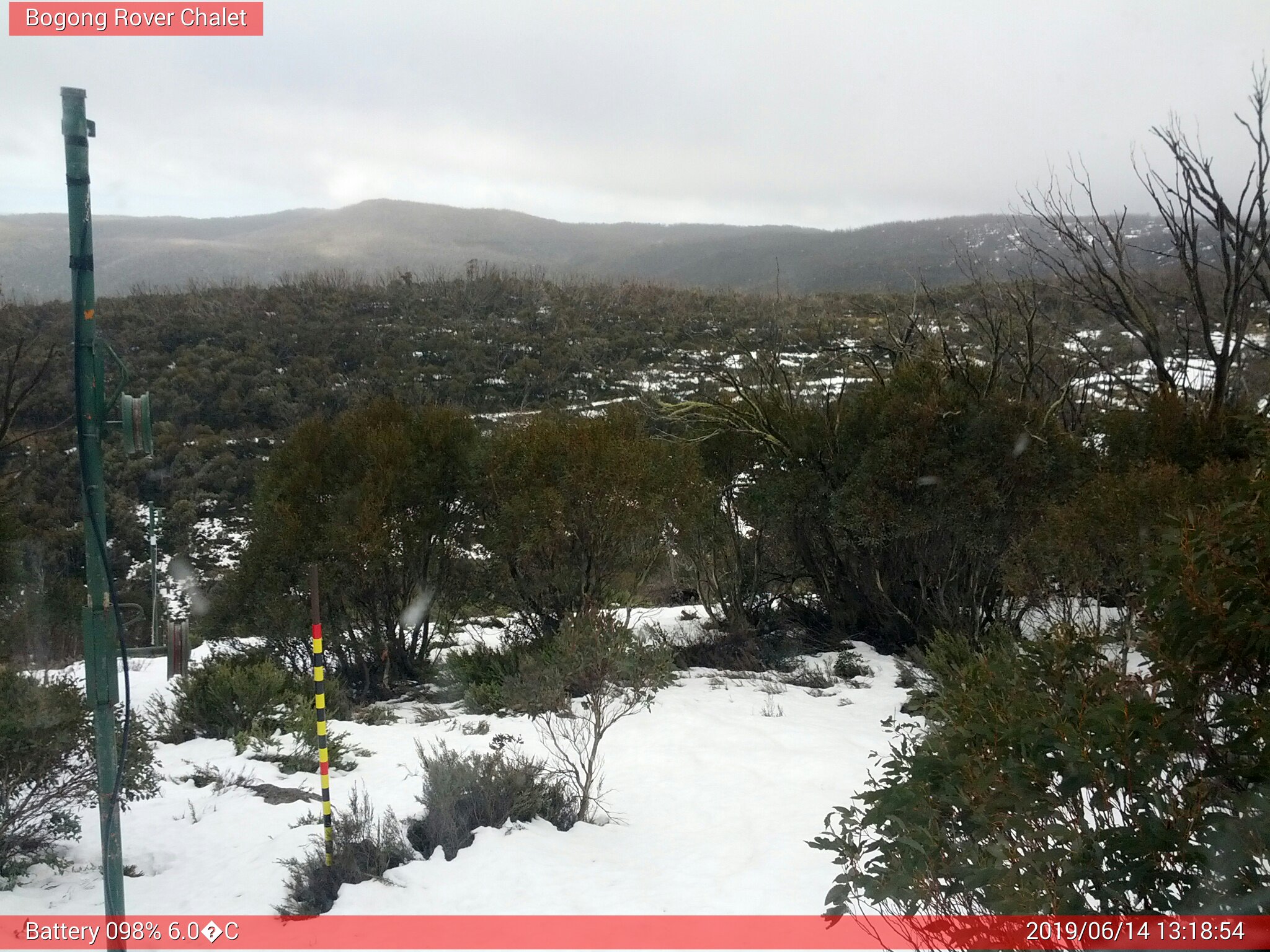 Bogong Web Cam 1:18pm Friday 14th of June 2019