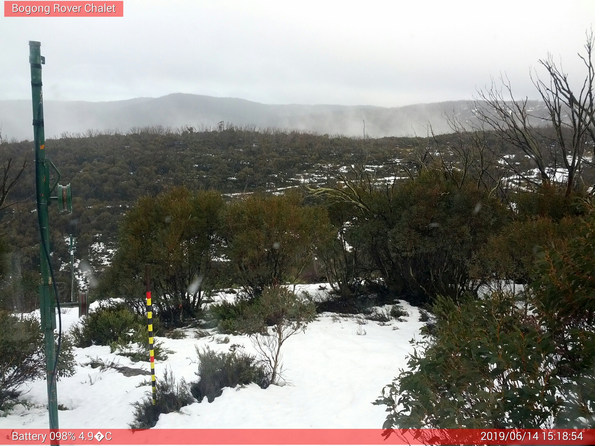 Bogong Web Cam 3:18pm Friday 14th of June 2019