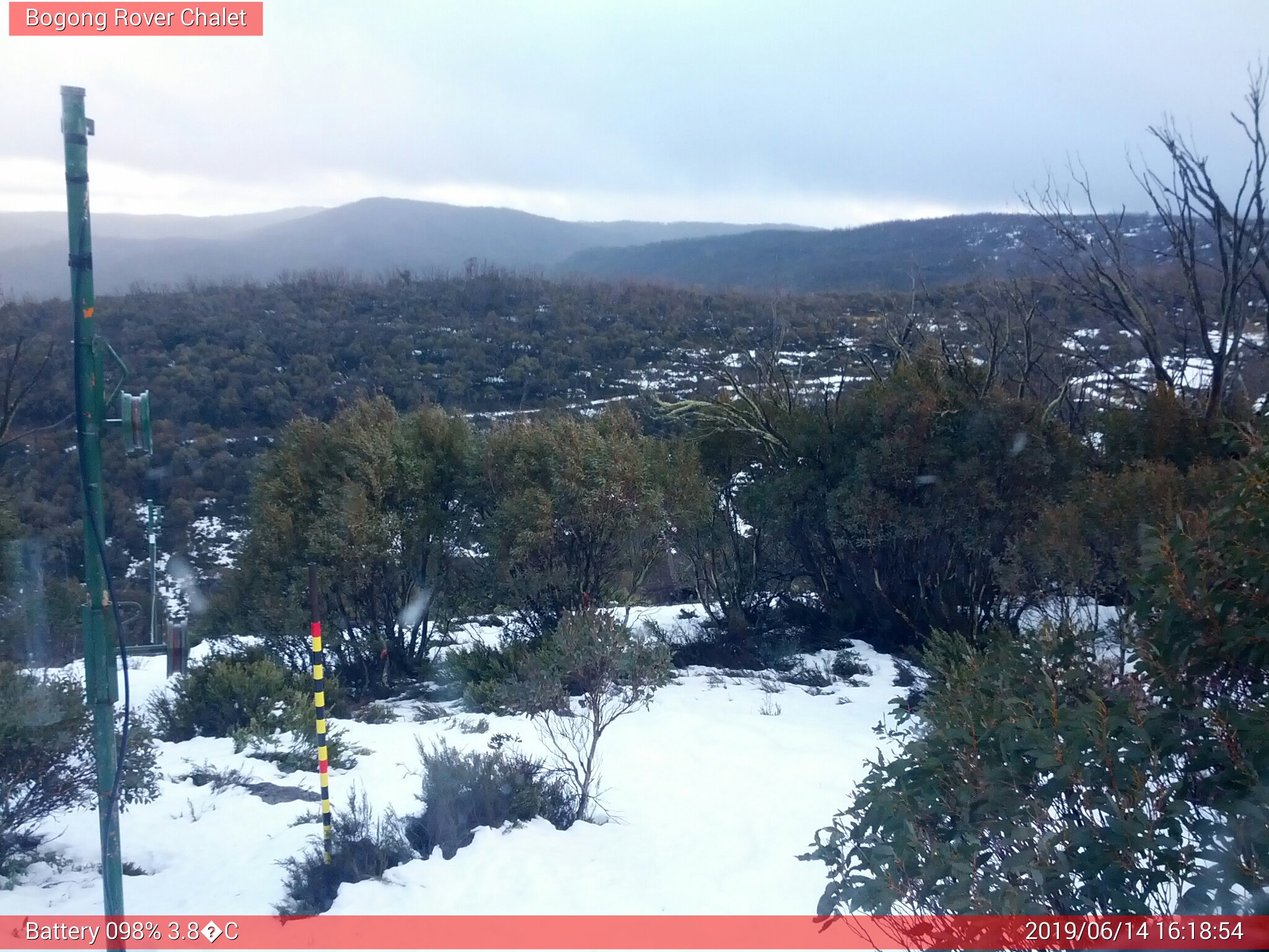 Bogong Web Cam 4:18pm Friday 14th of June 2019