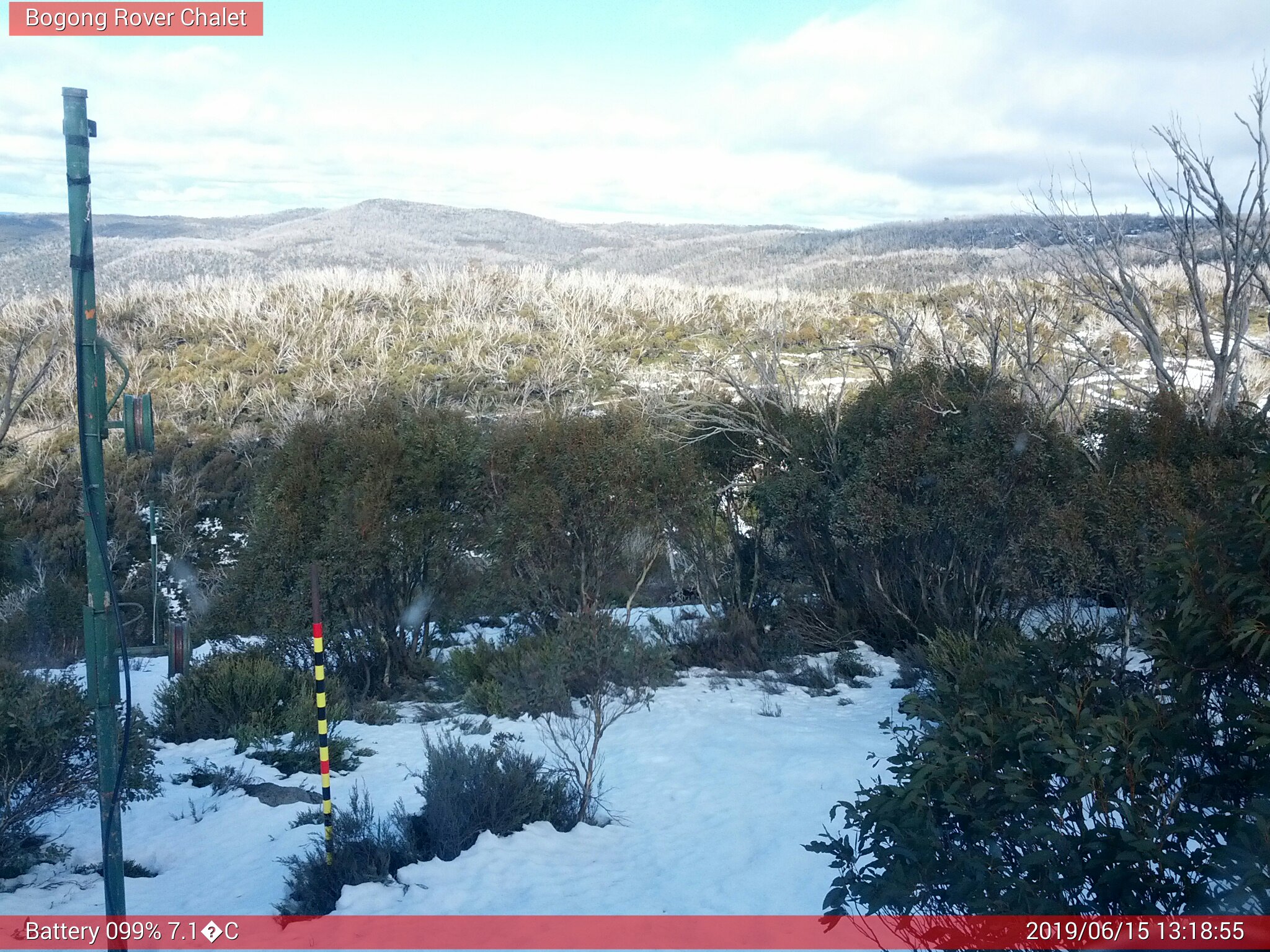 Bogong Web Cam 1:18pm Saturday 15th of June 2019